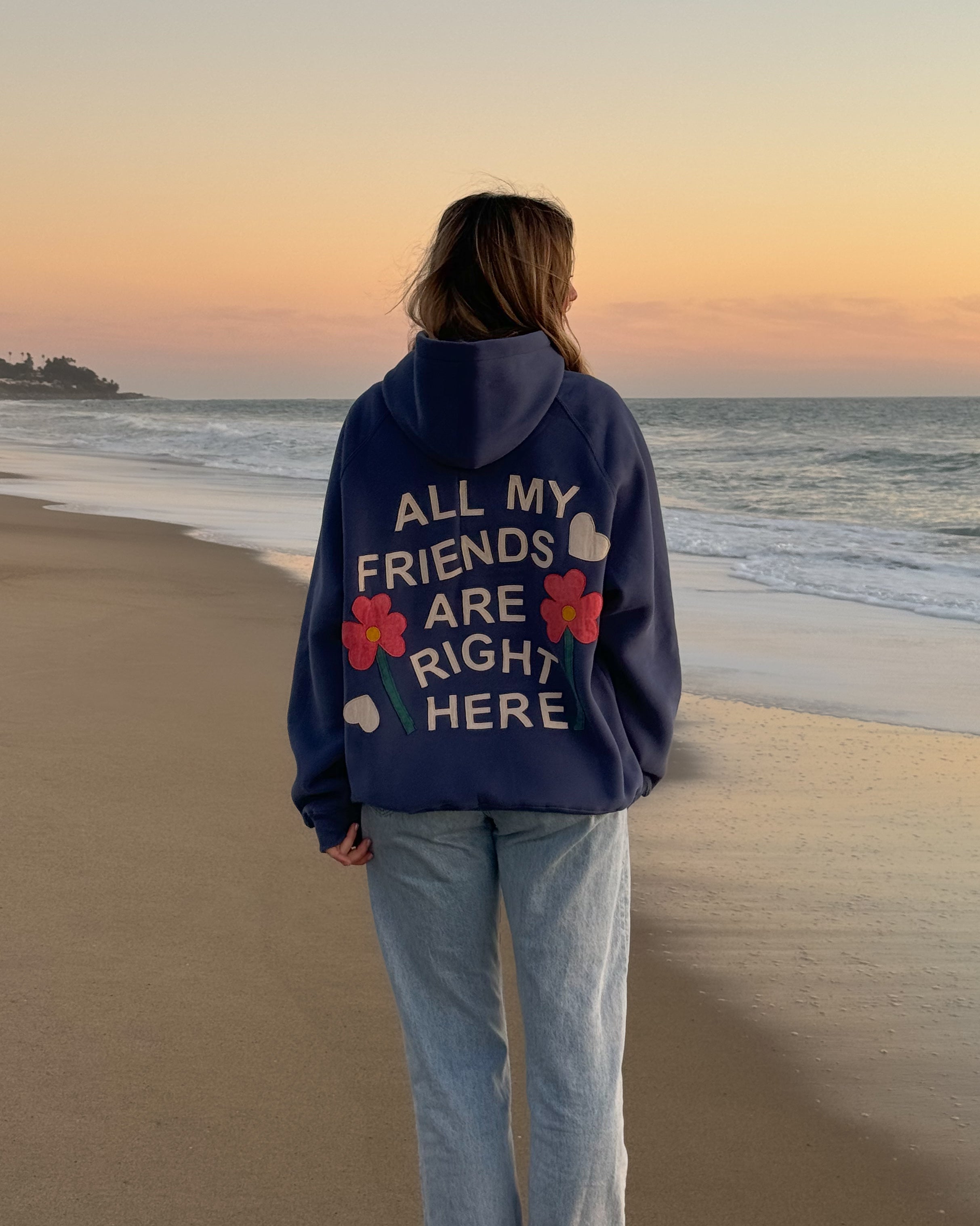 "All my Friends" Oversized Lux Hoodie in Blue - Image 2