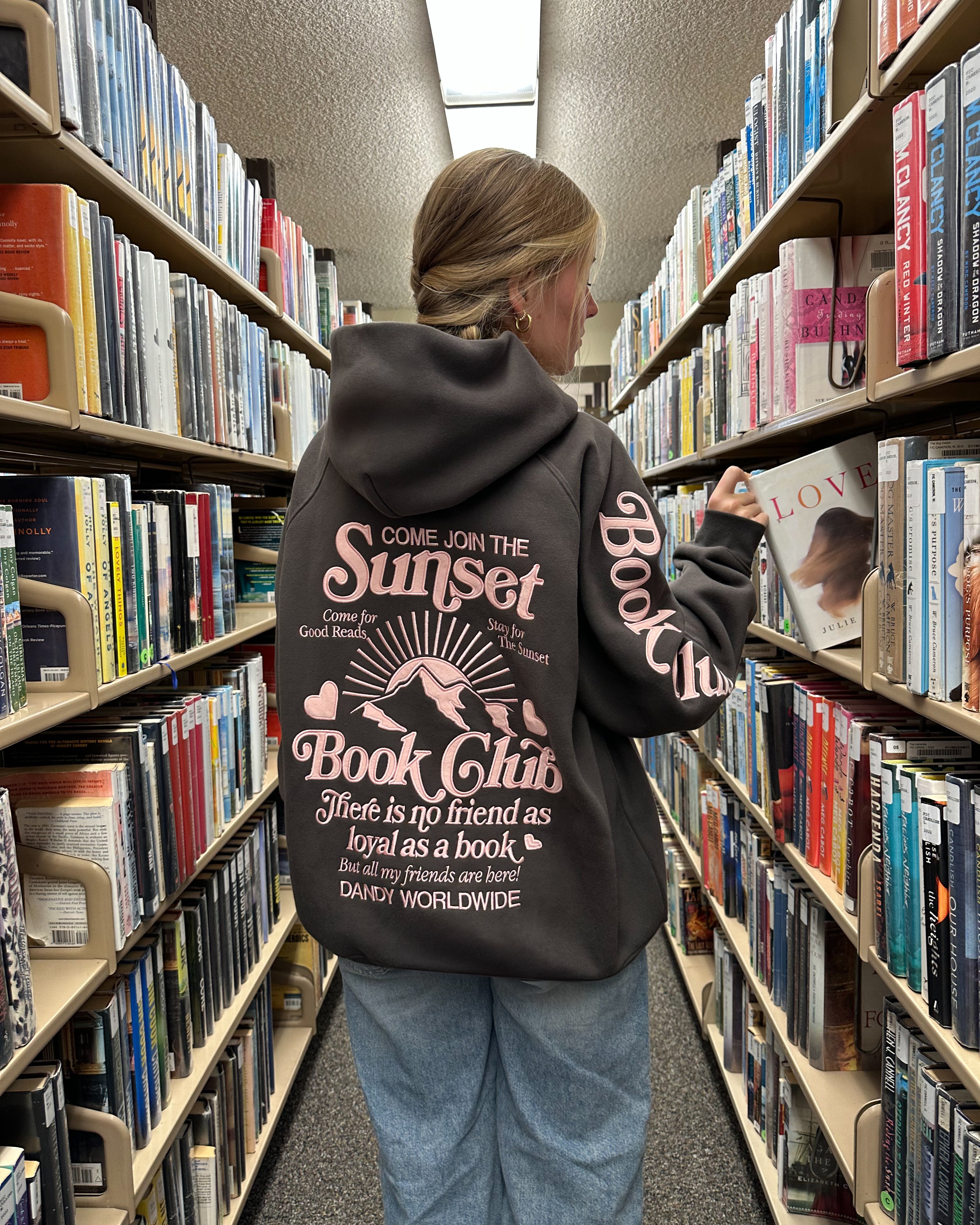 "Book Club" Oversized Lux Hoodie in Charcoal Gray - Image 2