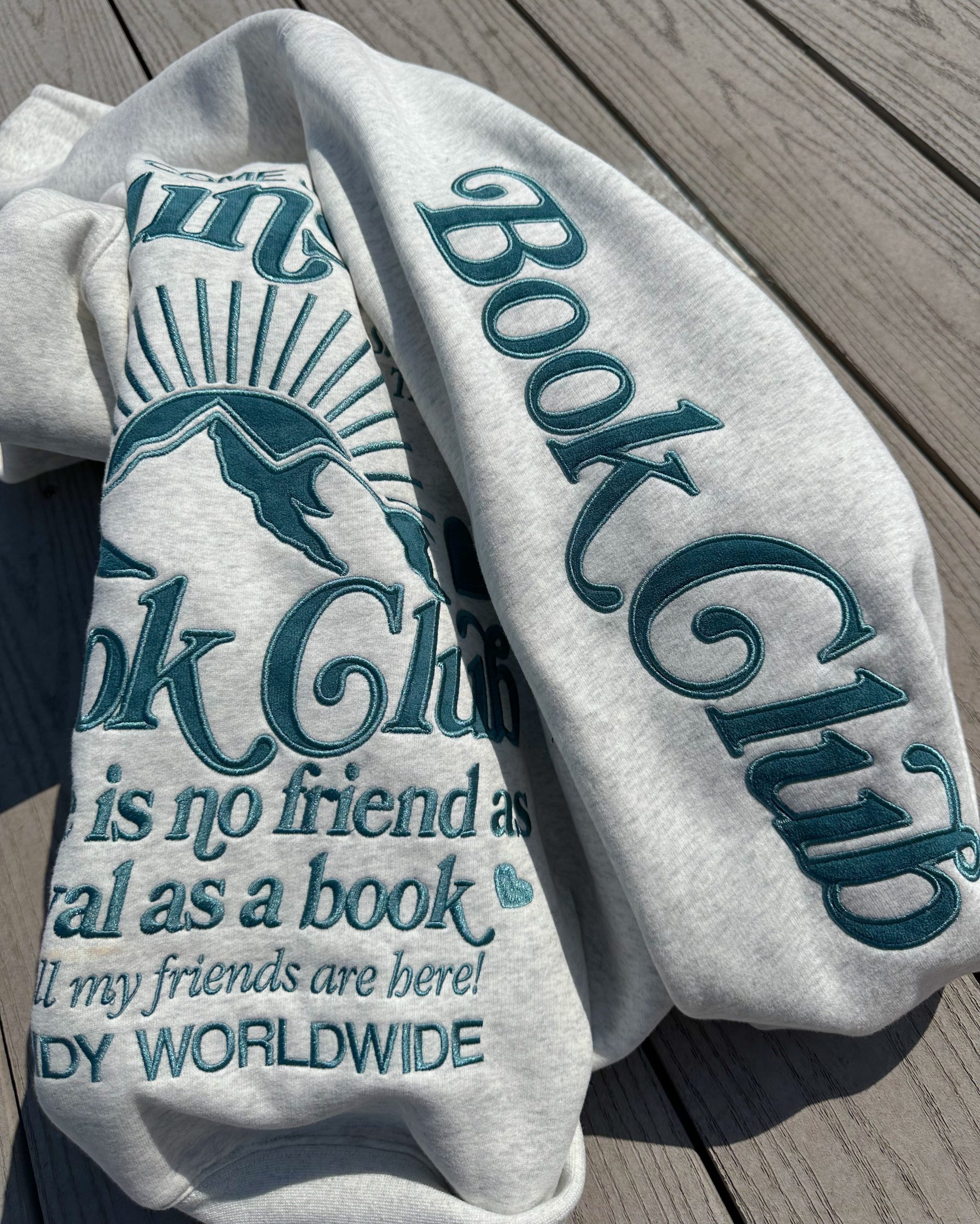 "Book Club" Oversized Lux Hoodie in Heather Gray and Blue - Image 18