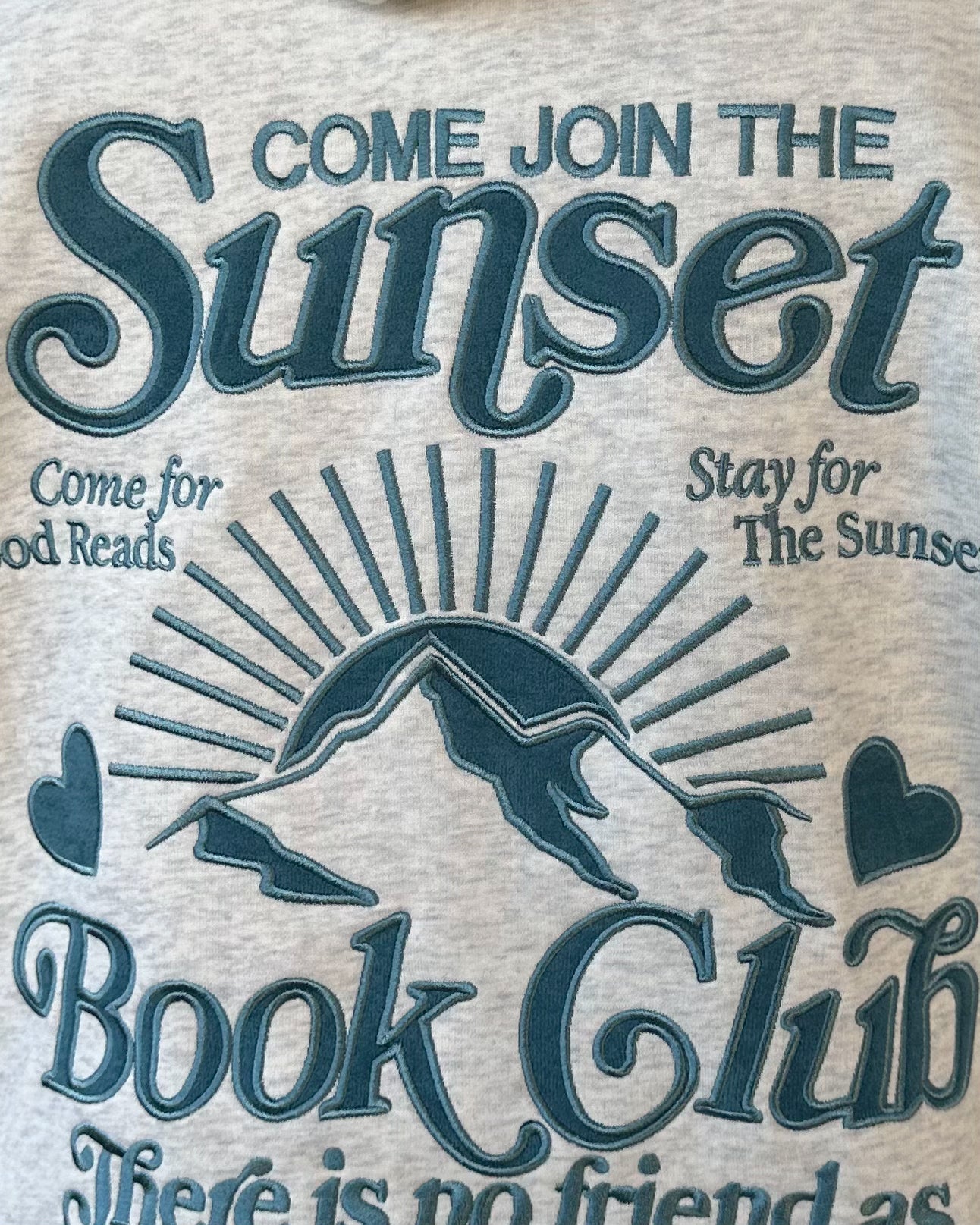 "Book Club" Oversized Lux Hoodie in Heather Gray and Blue - Image 11