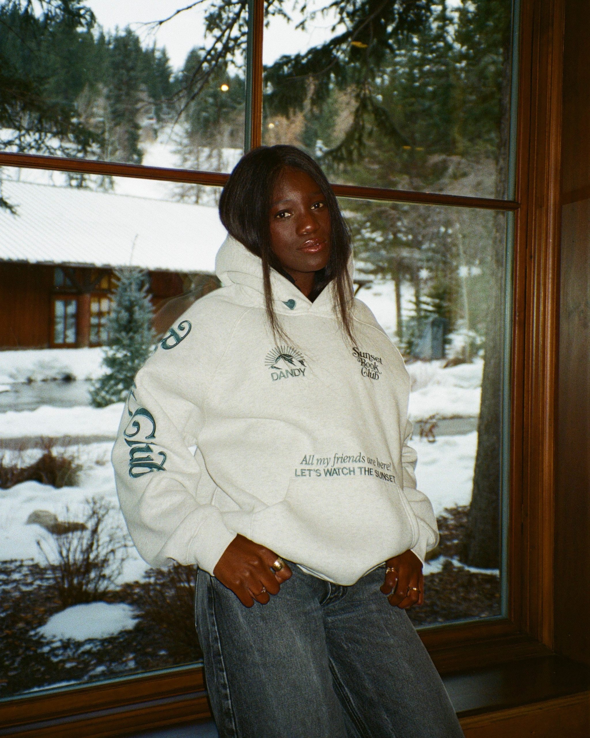 "Book Club" Oversized Lux Hoodie in Heather Gray and Blue - Image 2