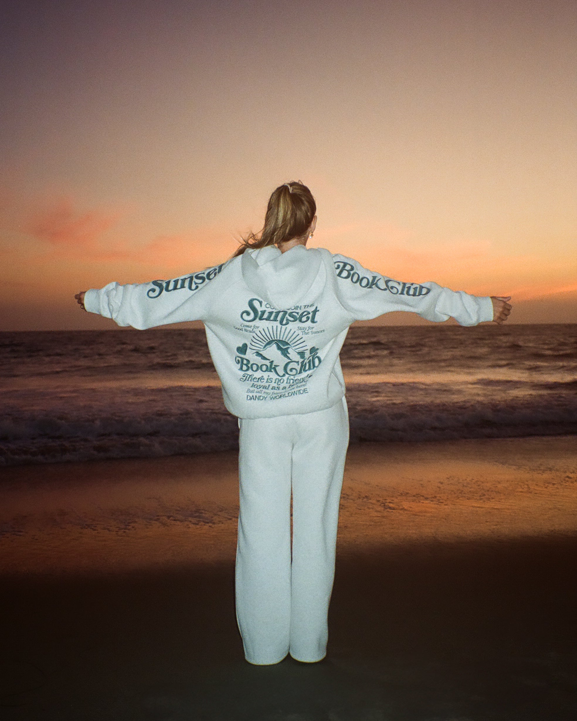 "Book Club" Oversized Lux Hoodie in Heather Gray and Blue - Image 6