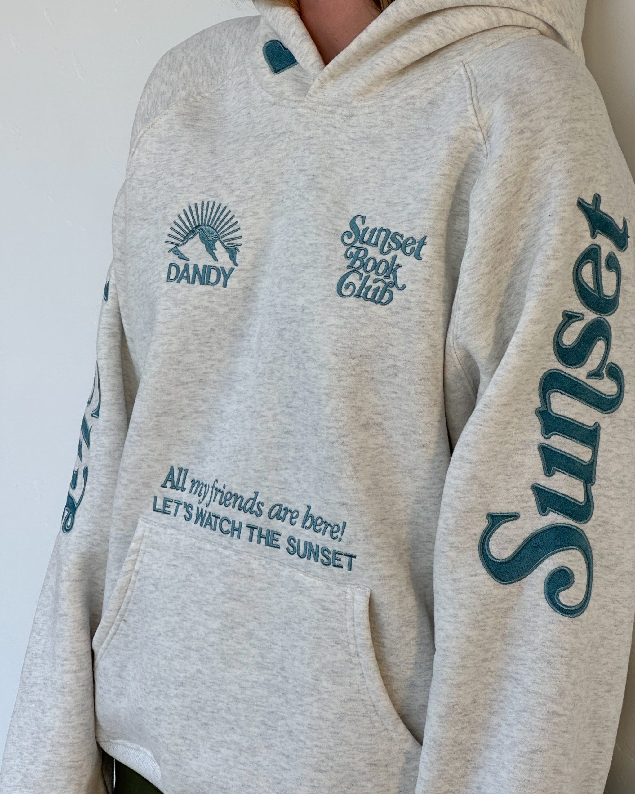"Book Club" Oversized Lux Hoodie in Heather Gray and Blue - Image 17