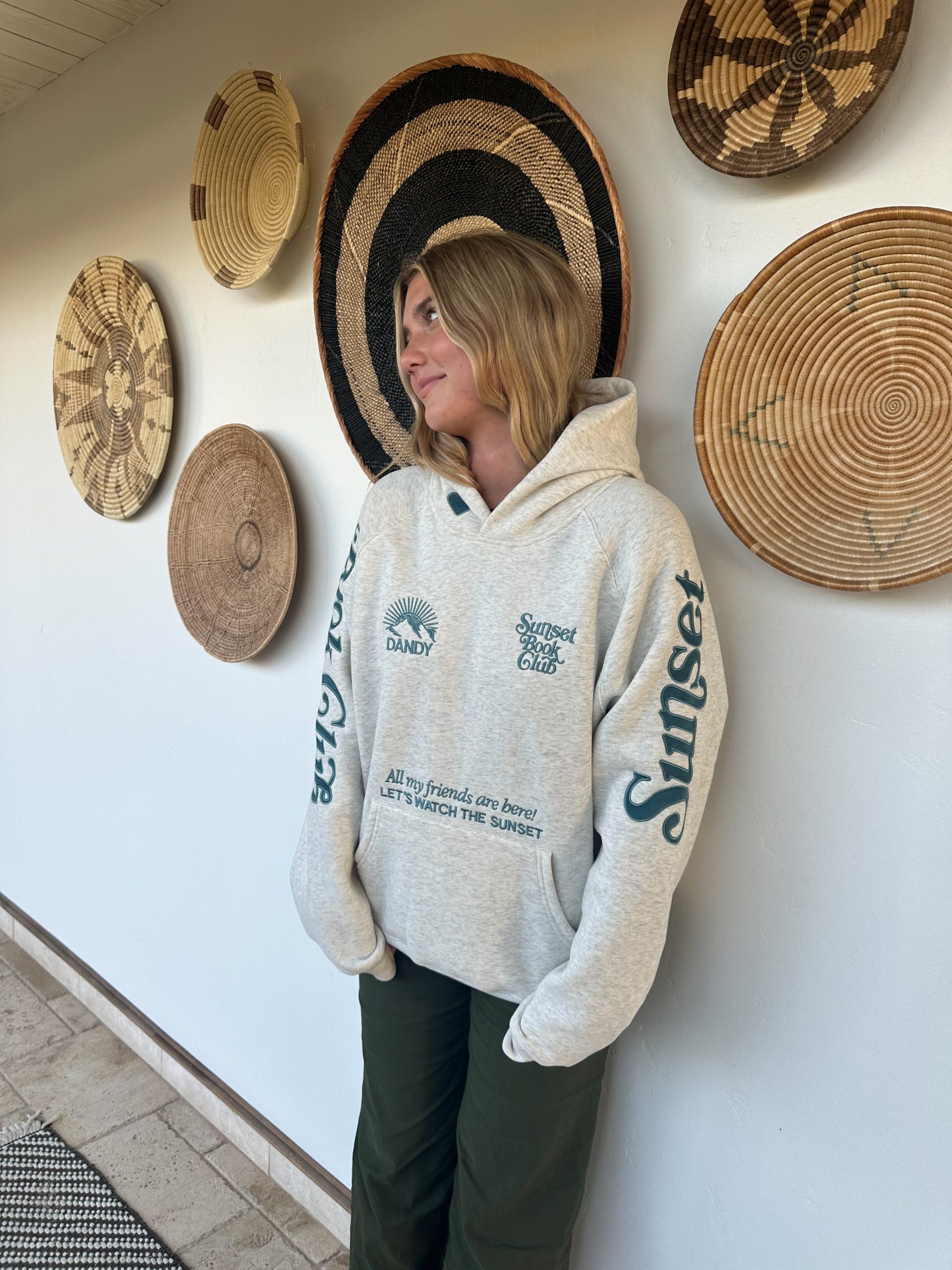 "Book Club" Oversized Lux Hoodie in Heather Gray and Blue - Image 14