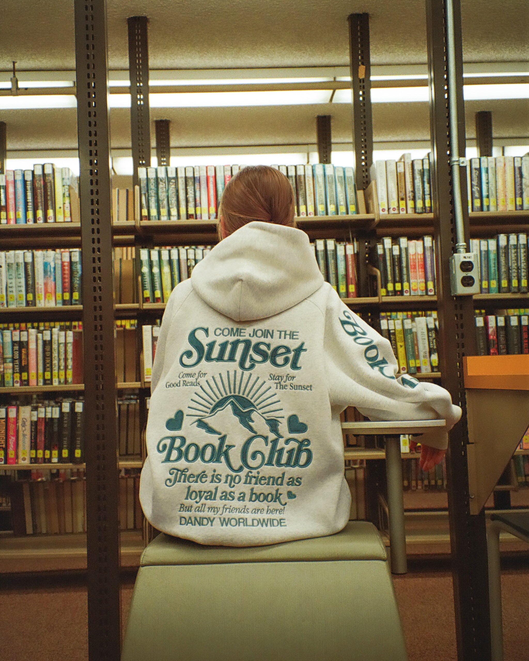 "Book Club" Oversized Lux Hoodie in Heather Gray and Blue - Image 9