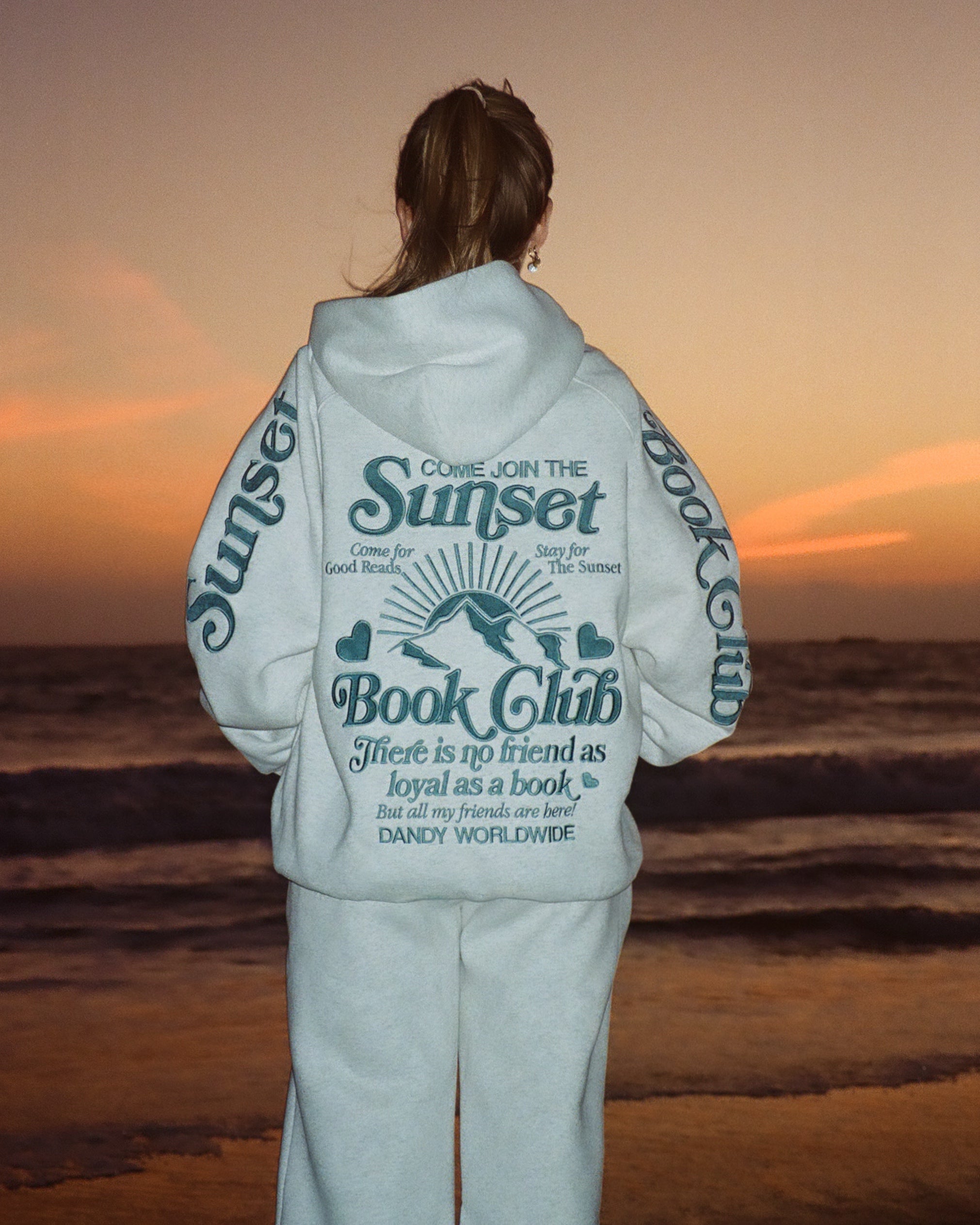 "Book Club" Oversized Lux Hoodie in Heather Gray and Blue - Image 8