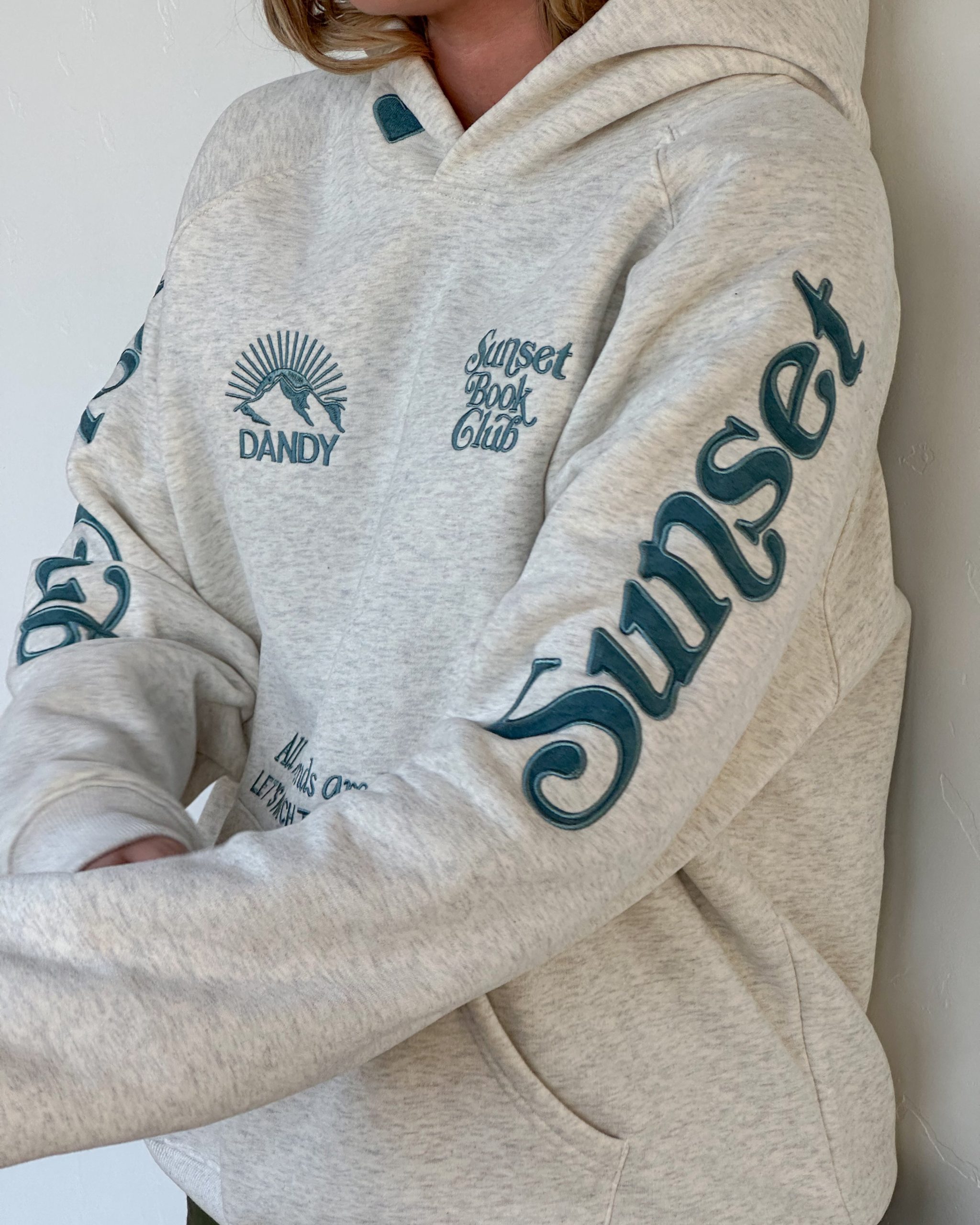 "Book Club" Oversized Lux Hoodie in Heather Gray and Blue - Image 16