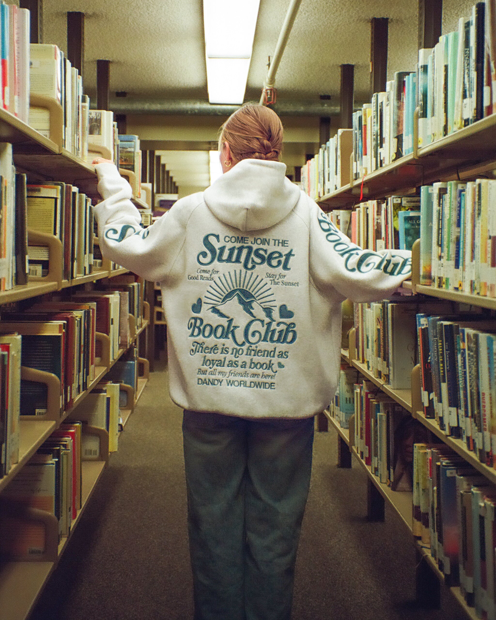 "Book Club" Oversized Lux Hoodie in Heather Gray and Blue - Image 10