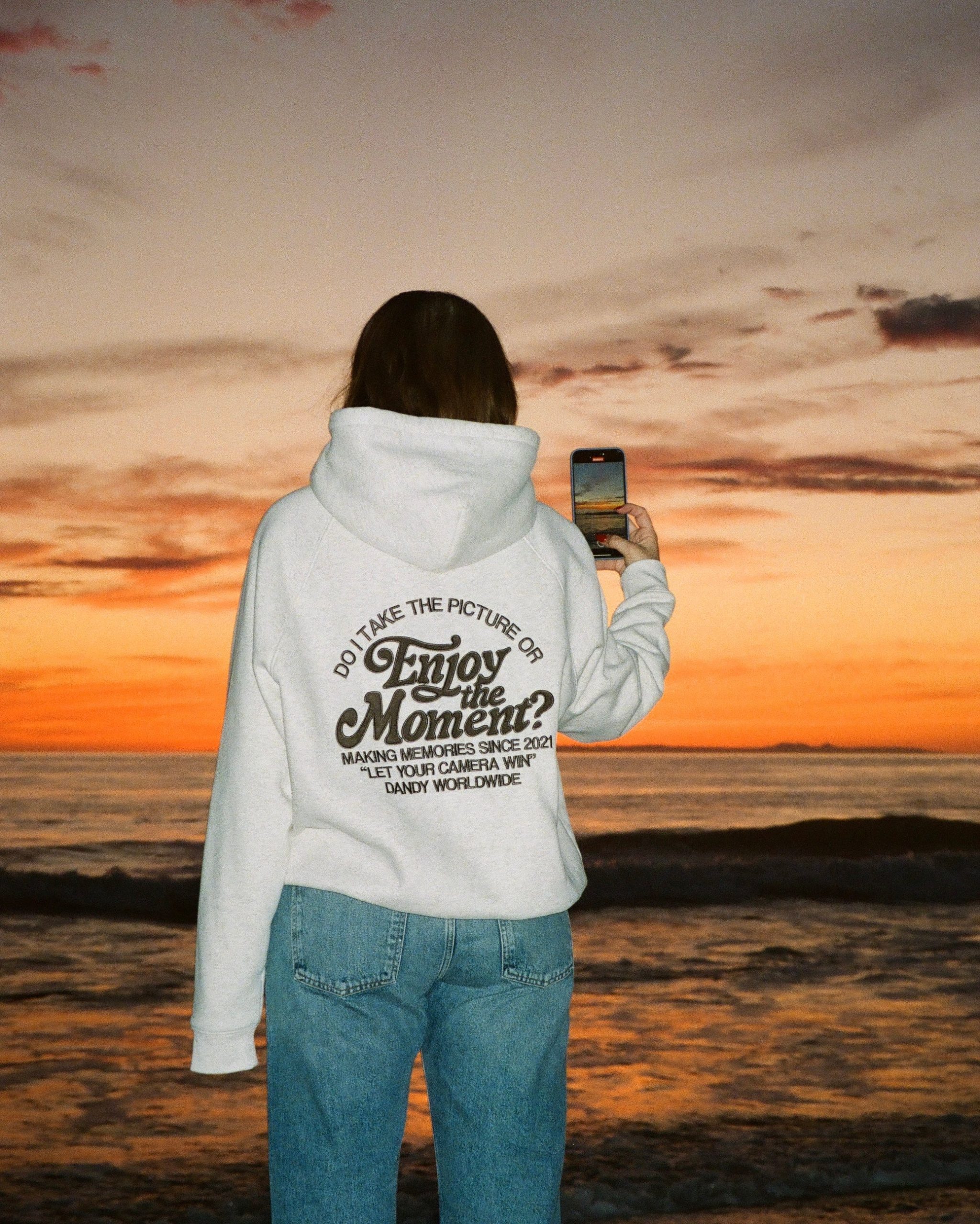 "Enjoy the Moment" Oversized Lux Hoodie in Heather Gray - Image 5