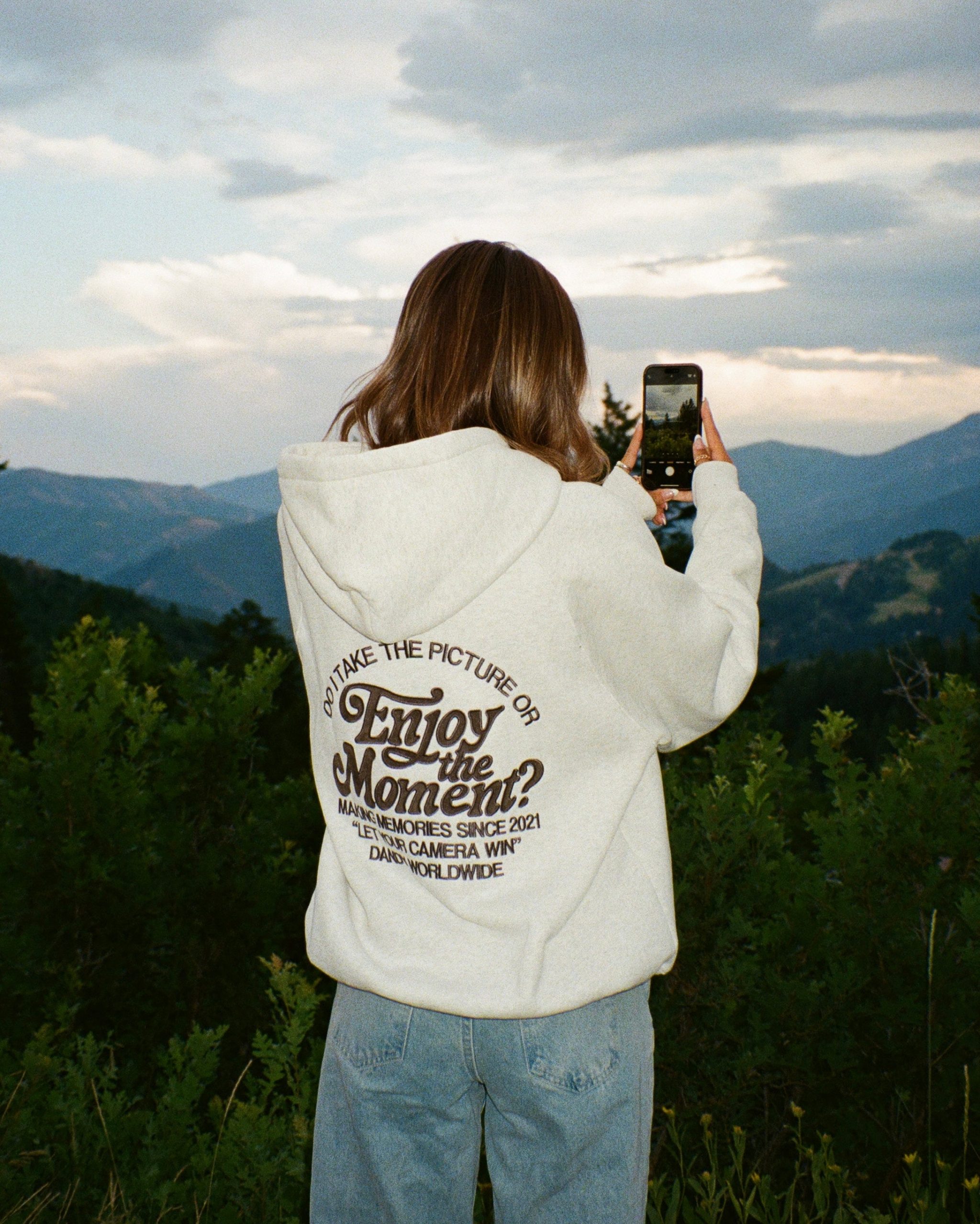 "Enjoy the Moment" Oversized Lux Hoodie in Heather Gray - Image 10