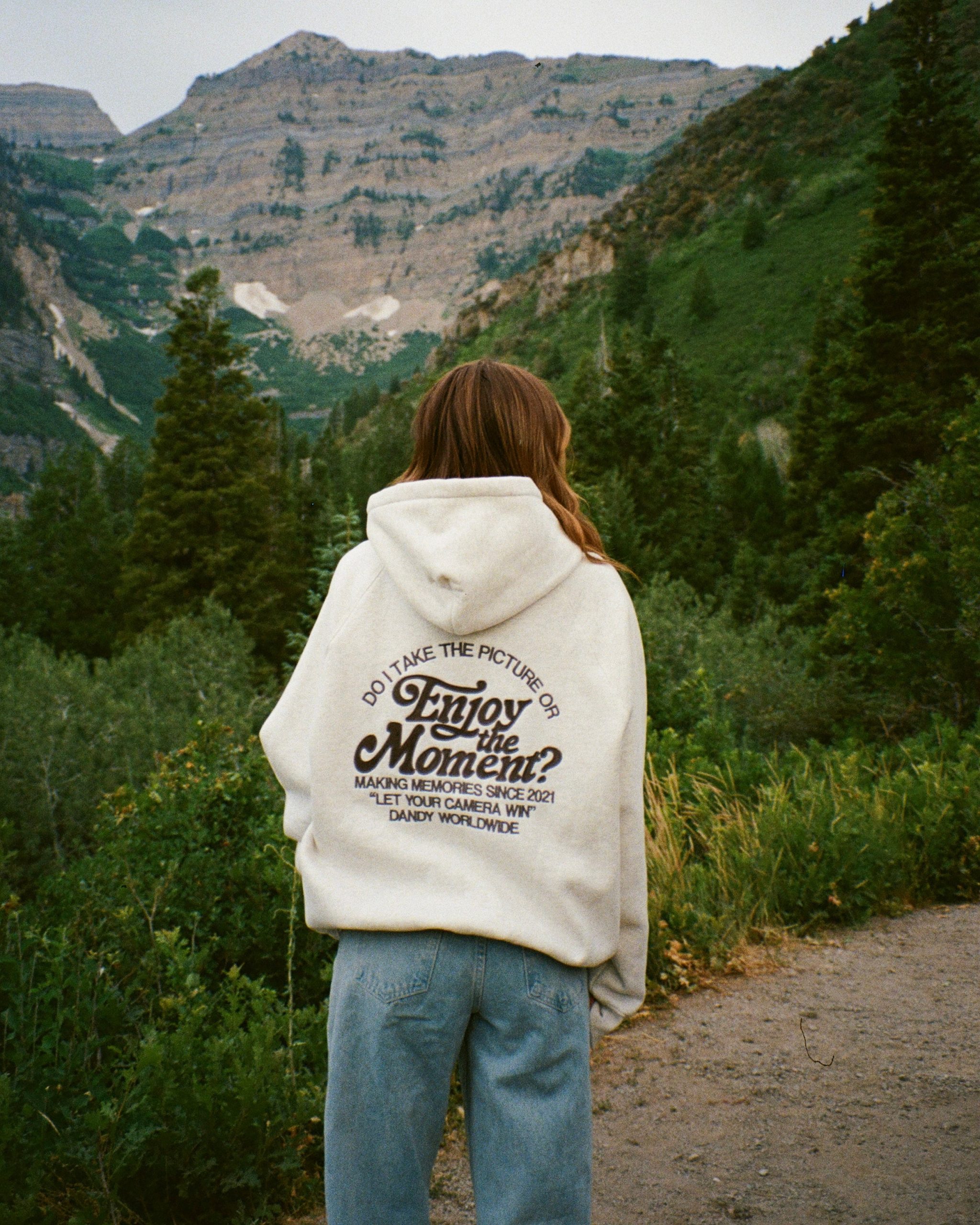 "Enjoy the Moment" Oversized Lux Hoodie in Heather Gray - Image 3