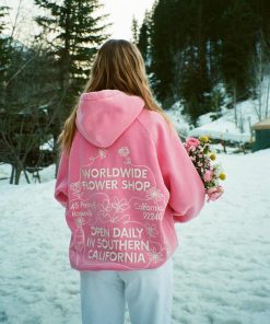 "Flower Shop" Oversized Lux Hoodie in Vintage Washed Pink