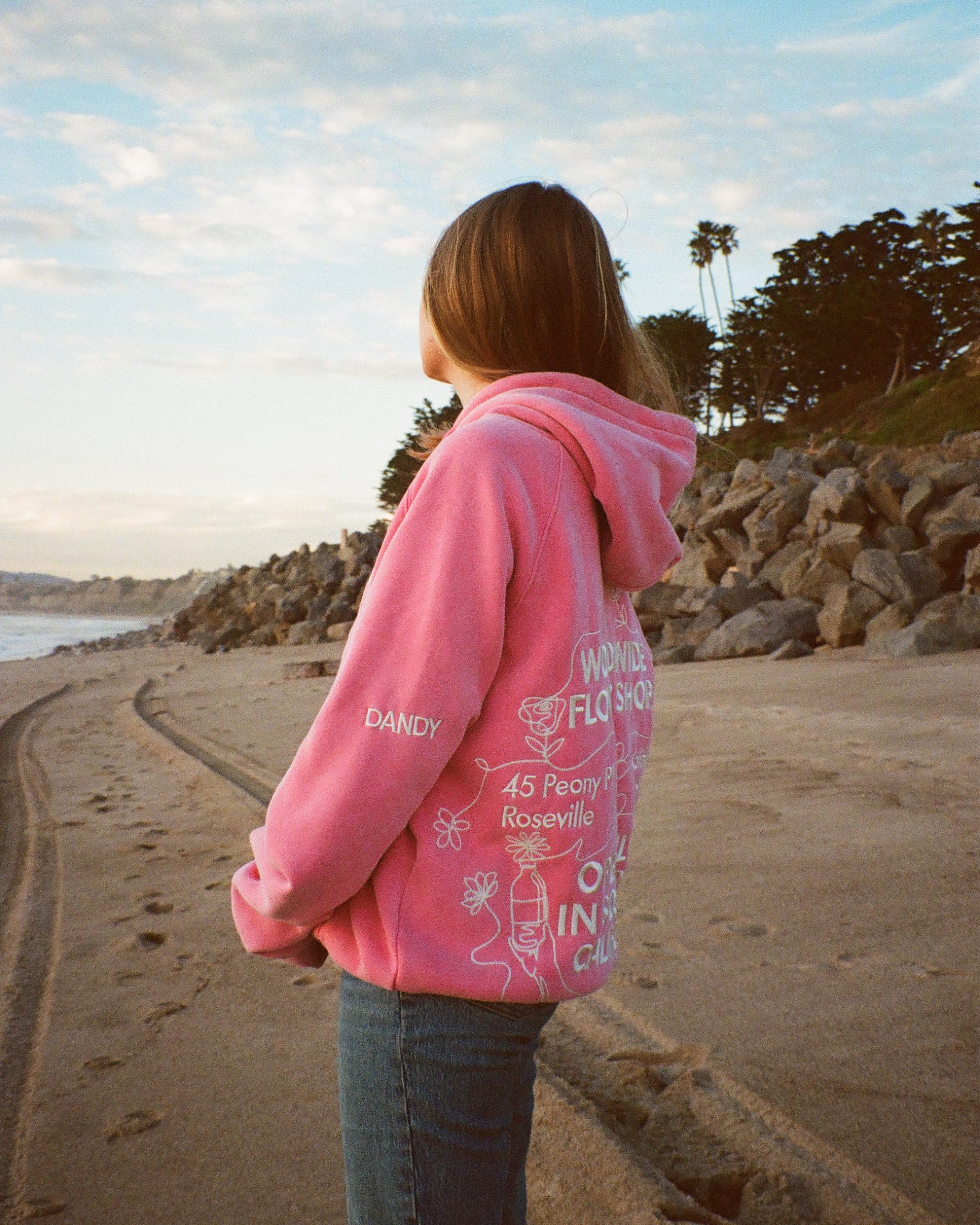 "Flower Shop" Oversized Lux Hoodie in Vintage Washed Pink - Image 9