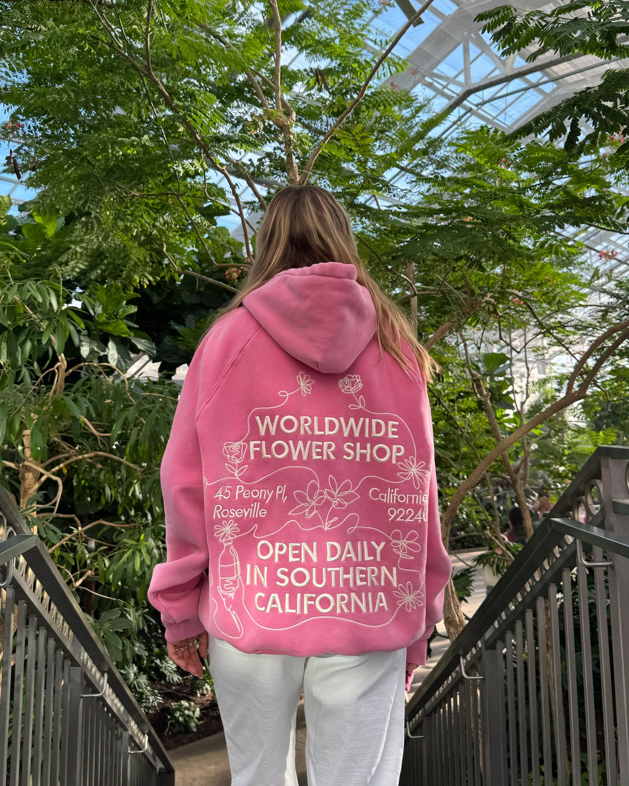 "Flower Shop" Oversized Lux Hoodie in Vintage Washed Pink - Image 3