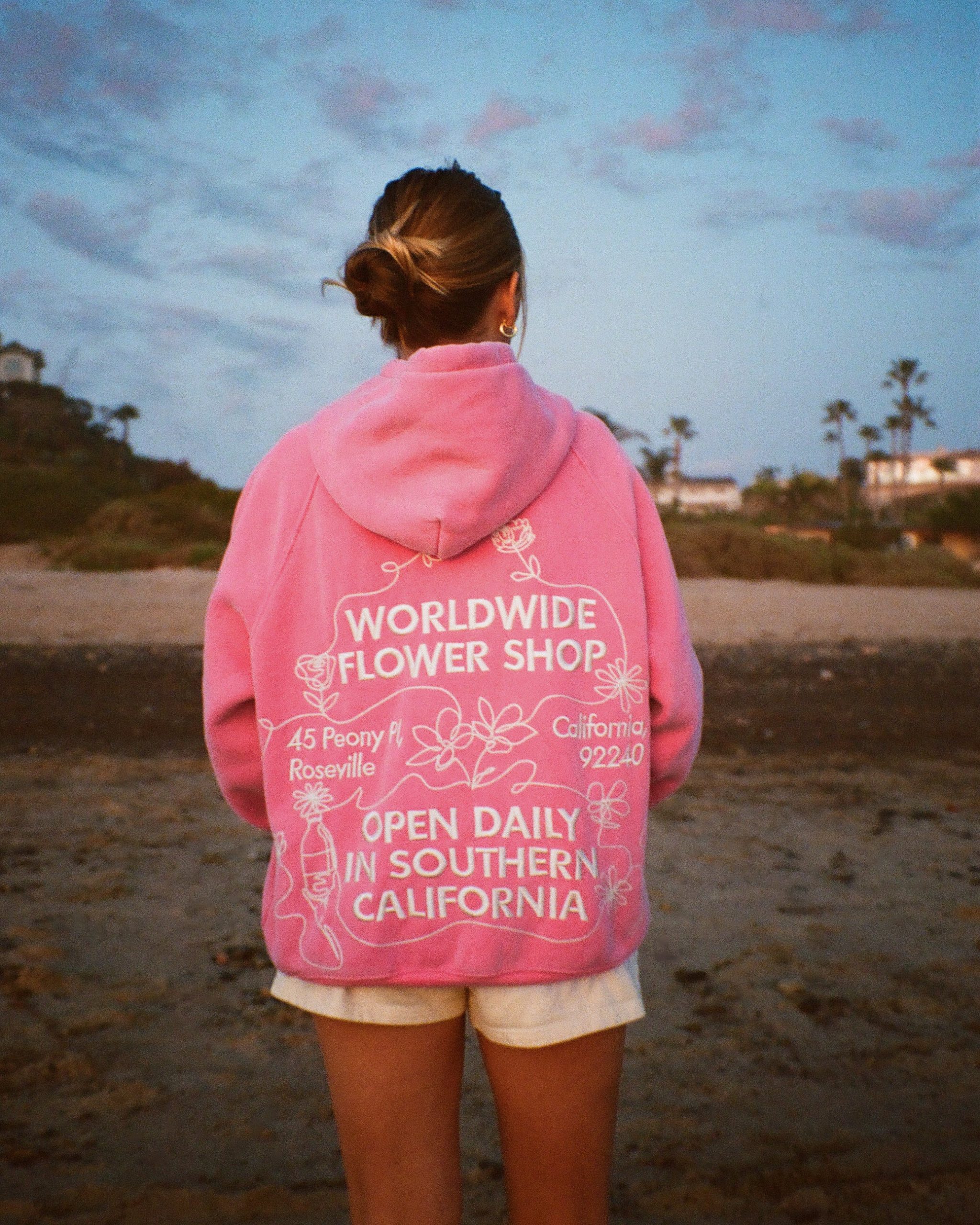 "Flower Shop" Oversized Lux Hoodie in Vintage Washed Pink - Image 12