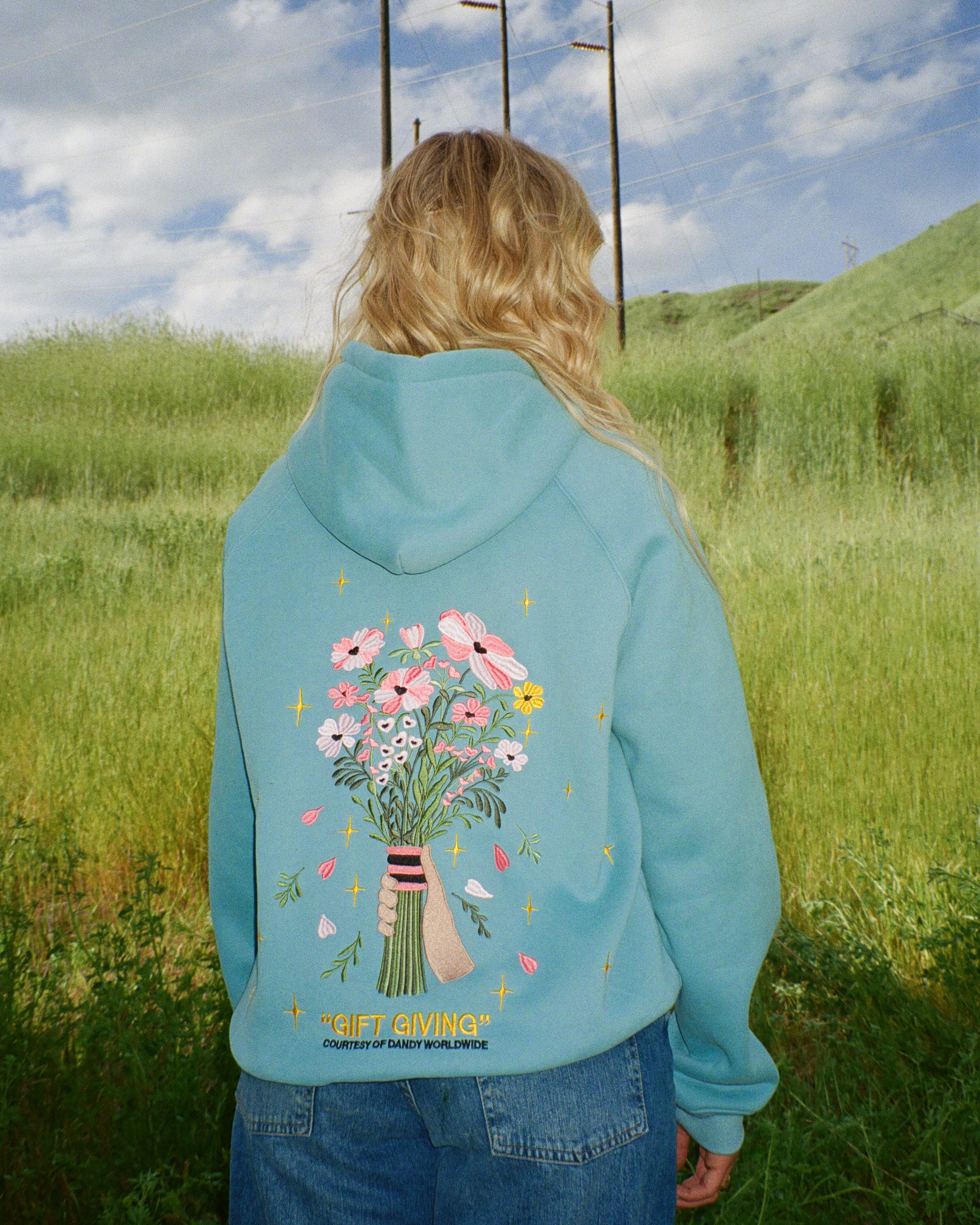 "Gift Giving" Oversized Lux Hoodie in Blue - Image 4