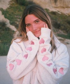 "Heart on My Sleeve" Oversized Lux Hoodie in Heather Gray
