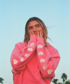 "Heart on My Sleeve" Oversized Lux Hoodie in Vintage Washed Pink