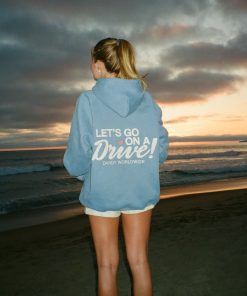 "Let's Go on a Drive" Oversized Lux Hoodie in Blue