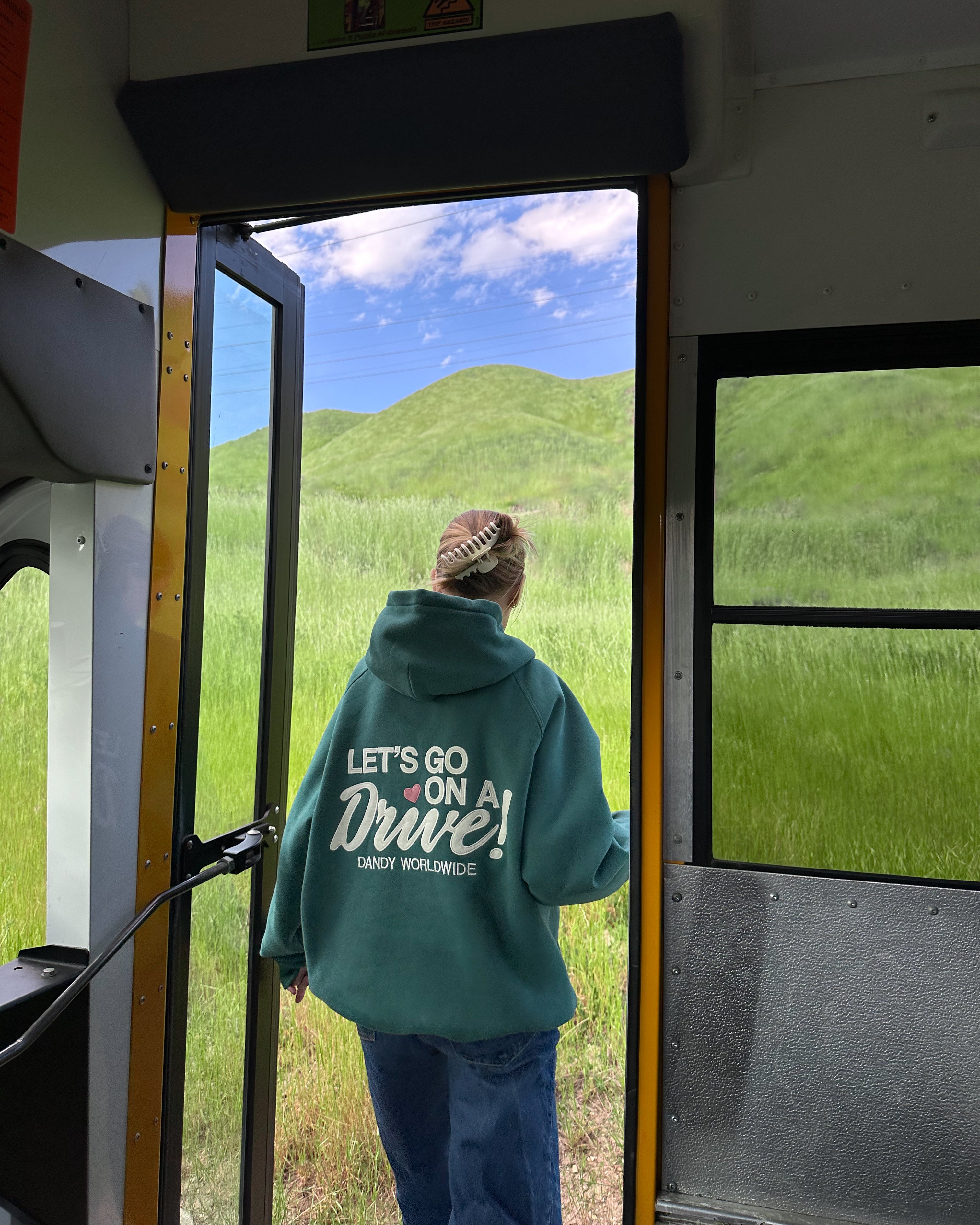 "Let's Go on a Drive" Oversized Lux Hoodie in Green - Image 9