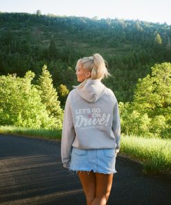 "Let's Go on a Drive" Oversized Lux Hoodie in Light Gray
