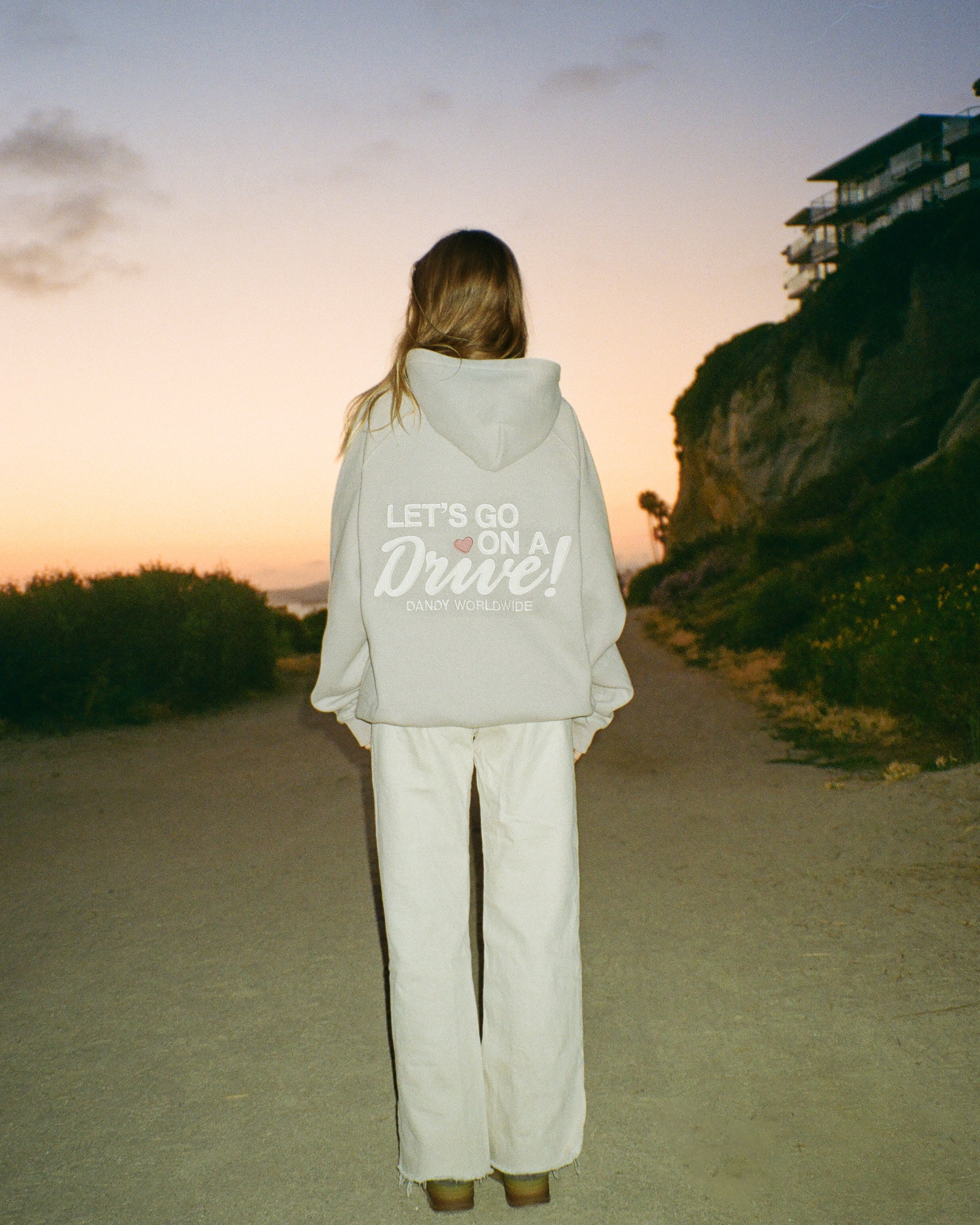 "Let's Go on a Drive" Oversized Lux Hoodie in Light Gray - Image 3