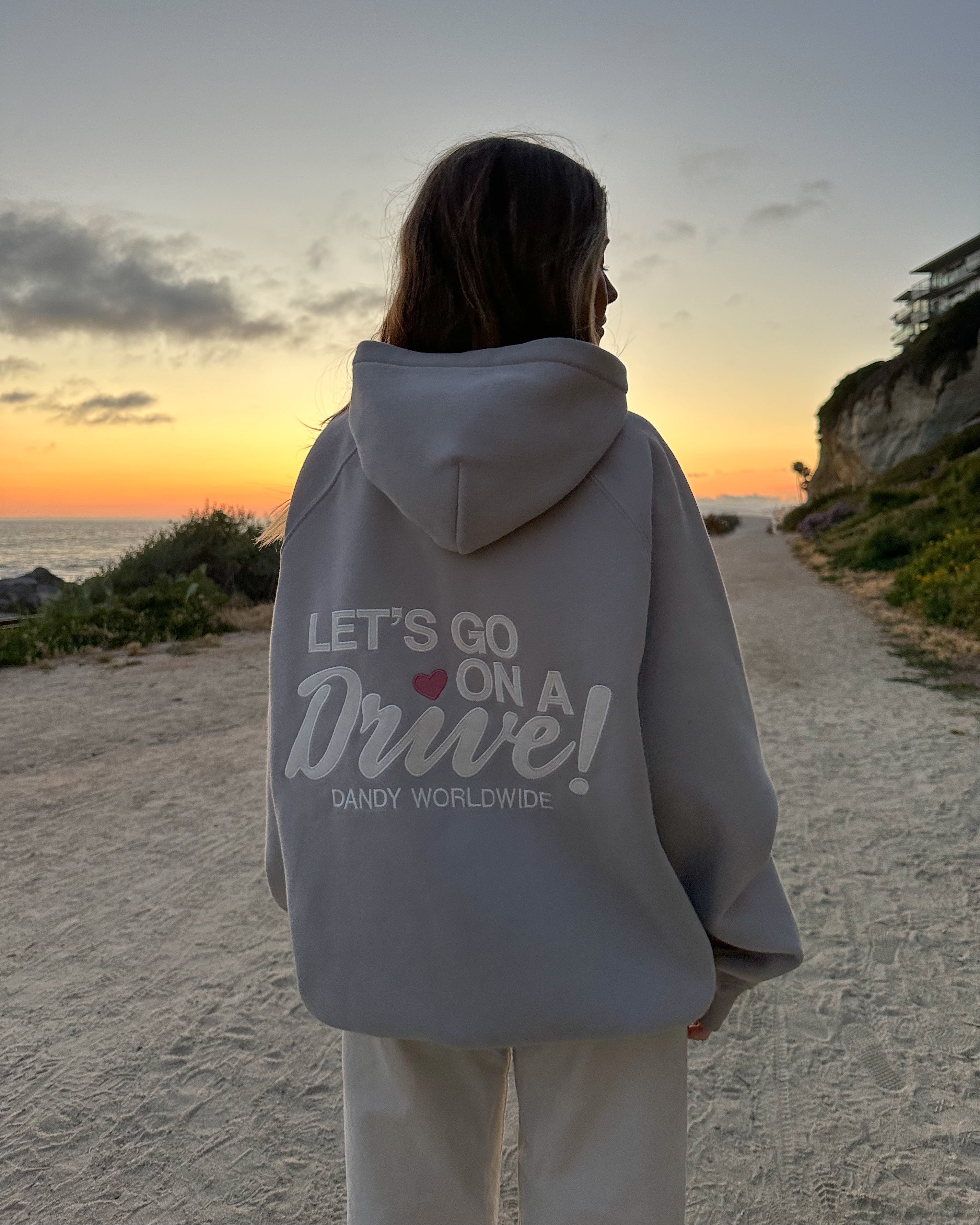 "Let's Go on a Drive" Oversized Lux Hoodie in Light Gray - Image 6