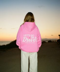 "Let's Go on a Drive" Oversized Lux Hoodie in Pink