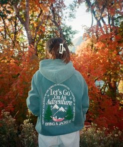 "Let's Go On An Adventure" Oversized Lux Hoodie in Pine Green