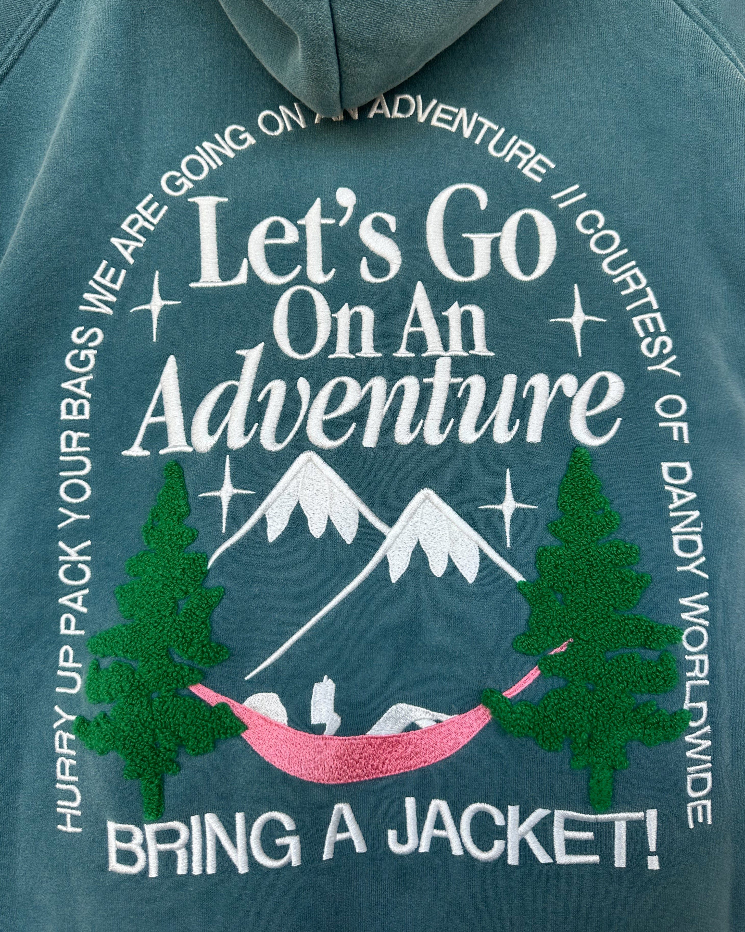 "Let's Go On An Adventure" Oversized Lux Hoodie in Pine Green - Image 3