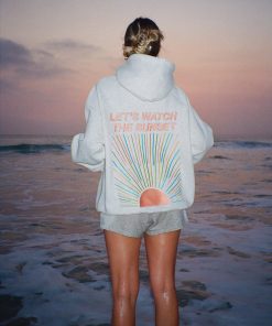 "Let's Watch the Sunset" Oversized Lux Hoodie in Heather Gray