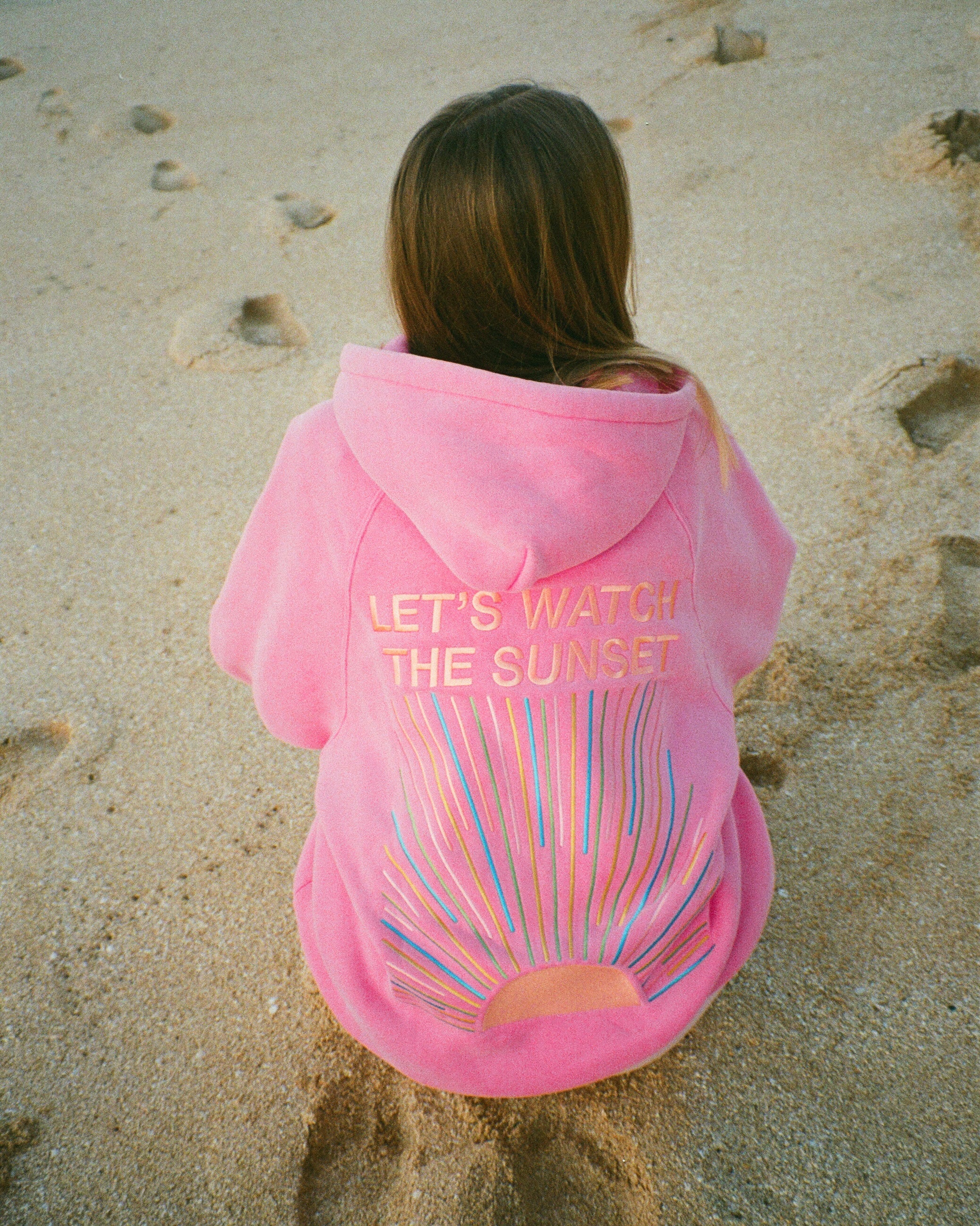 "Let's Watch the Sunset" Oversized Lux Hoodie in Vintage Washed Pink - Image 9