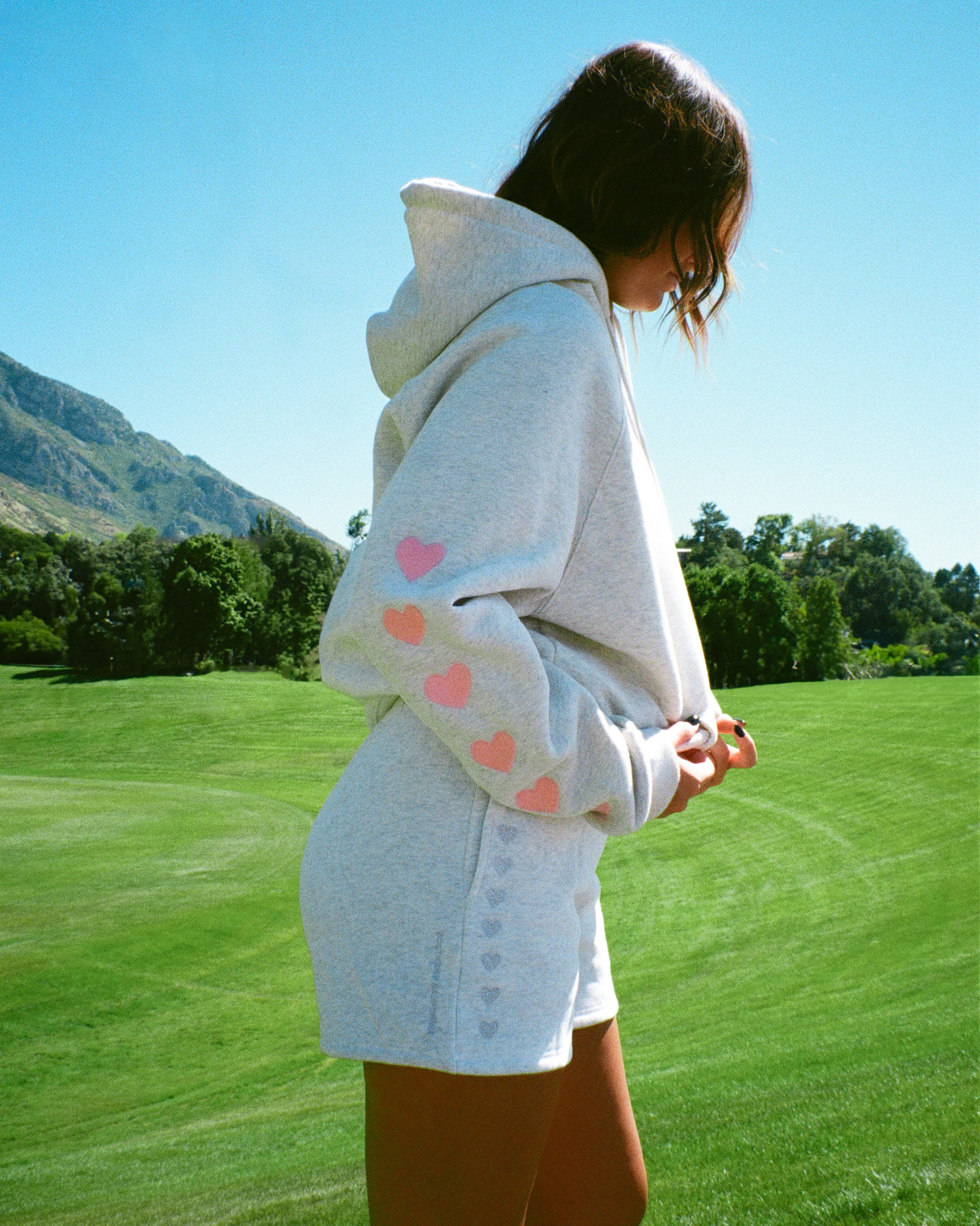 "Lover" Sweat Shorts in Heather Gray - Image 6