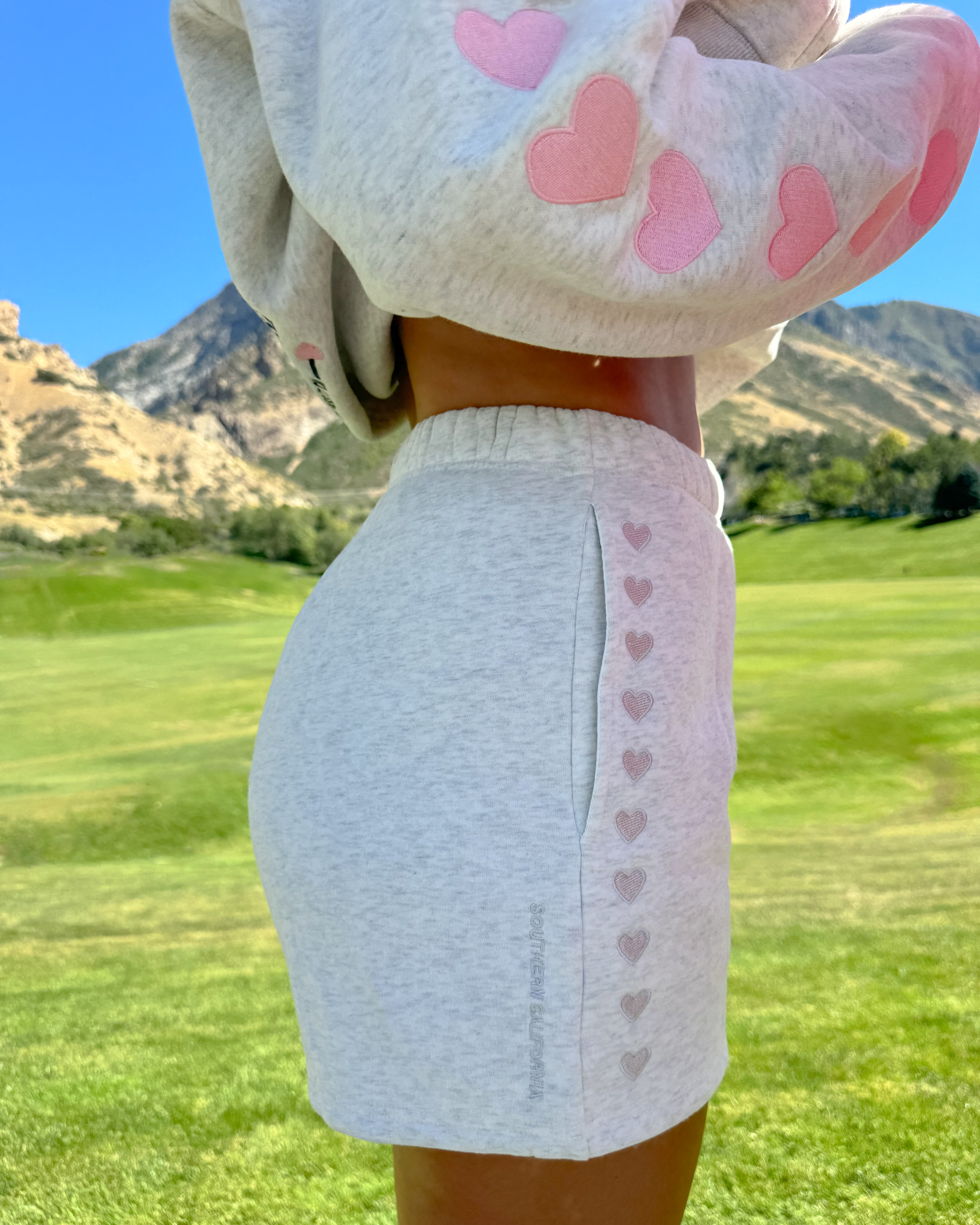 "Lover" Sweat Shorts in Heather Gray - Image 5