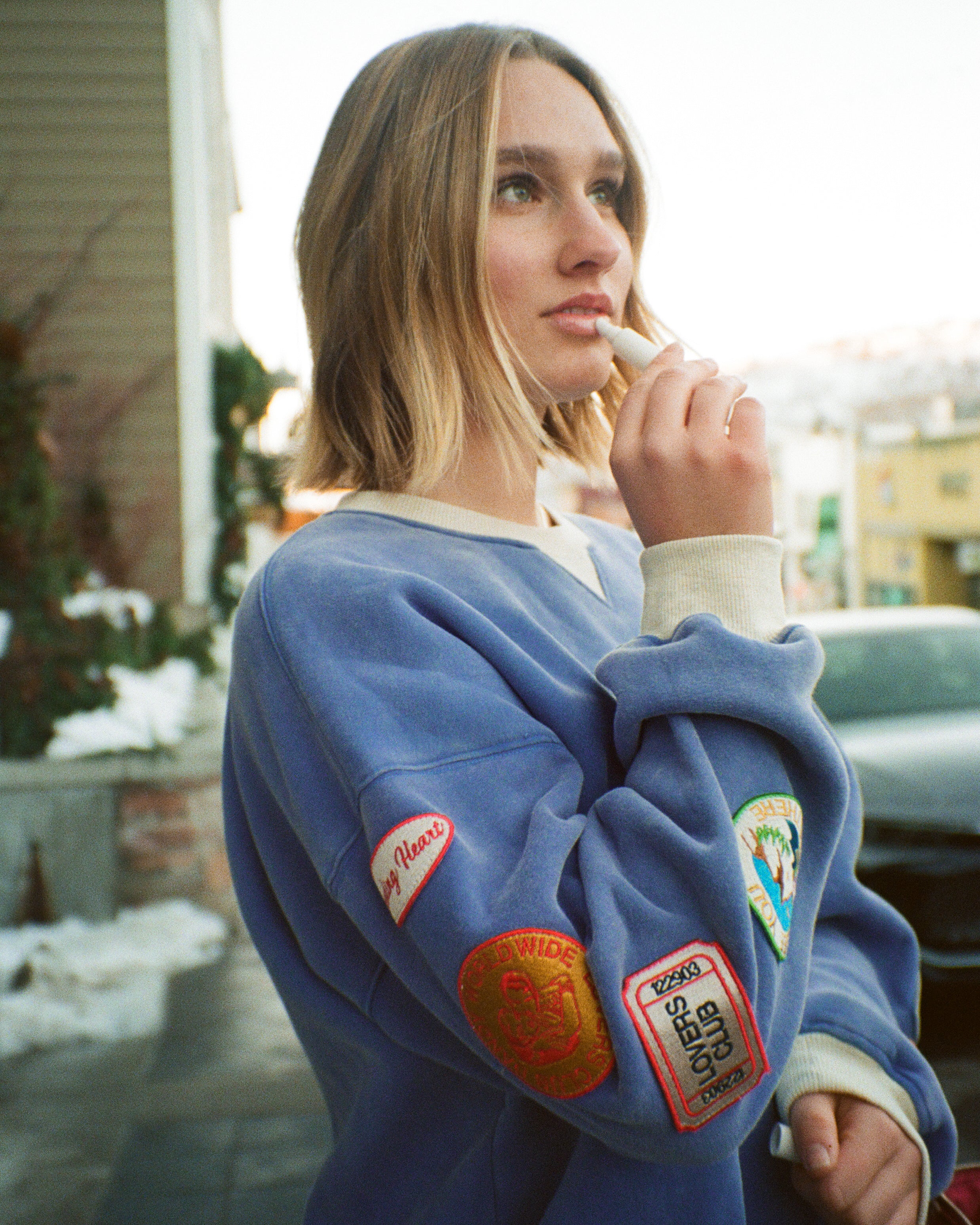 "Lovers Club" Crew Neck in Vintage Washed Blue - Image 9