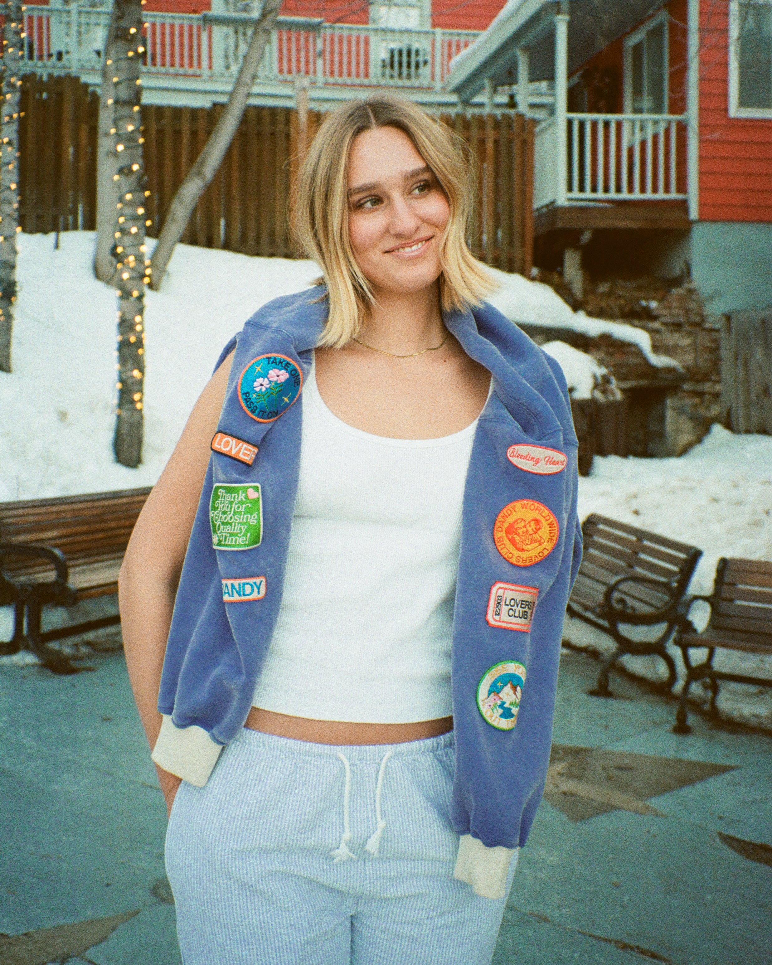 "Lovers Club" Crew Neck in Vintage Washed Blue - Image 5