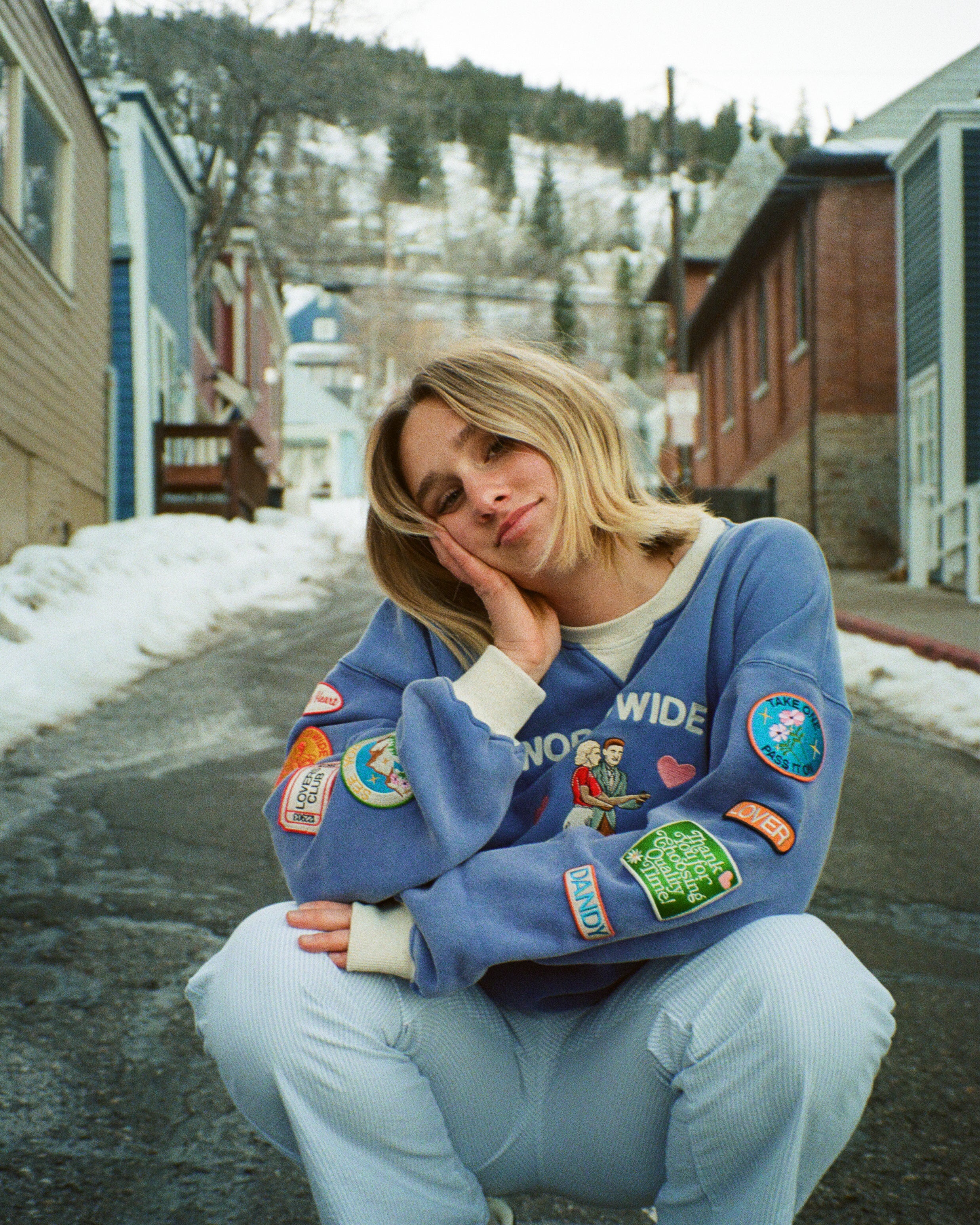 "Lovers Club" Crew Neck in Vintage Washed Blue - Image 3
