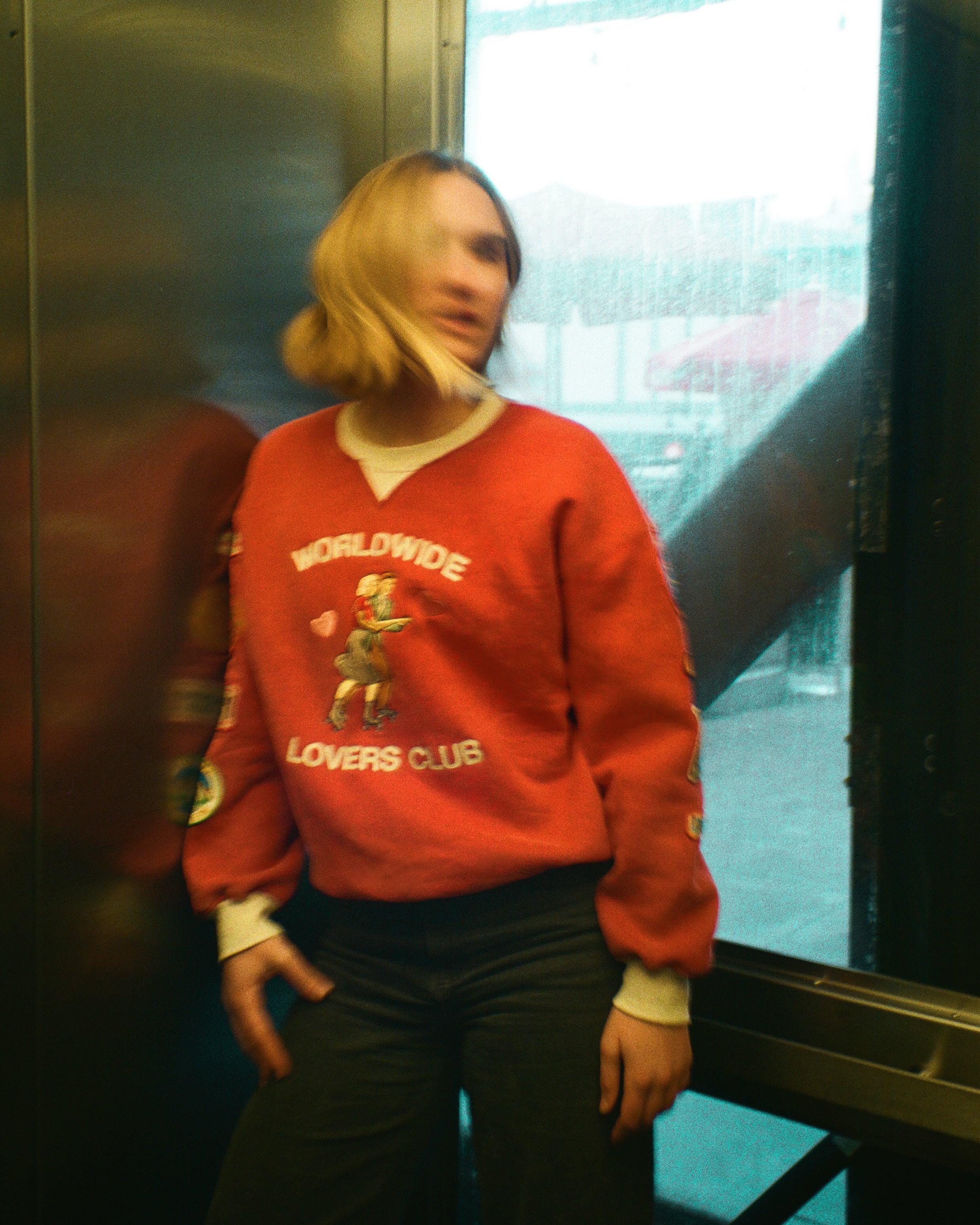 "Lovers Club" Crew Neck in Vintage Washed Red - Image 5