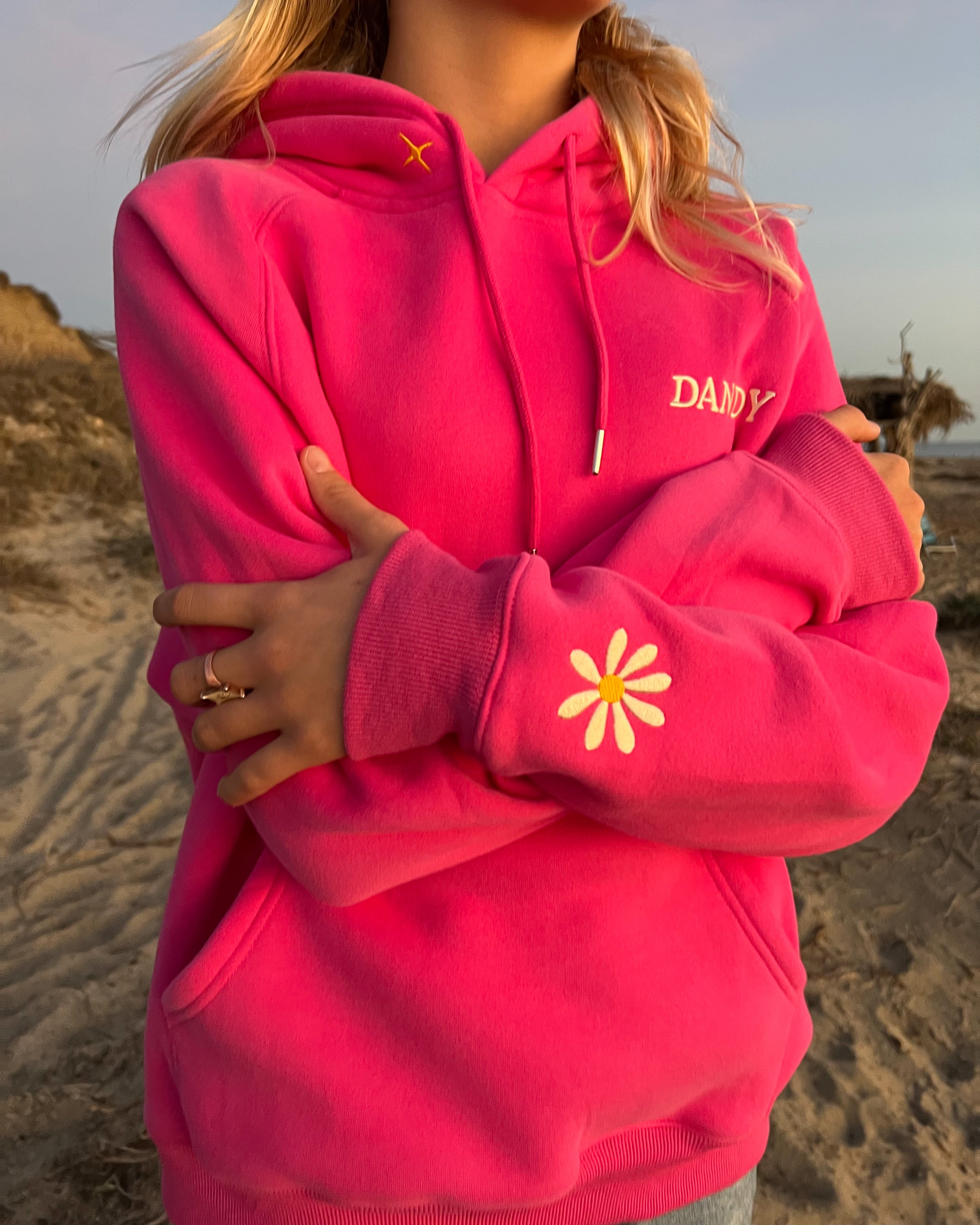 "Physical Touch" Oversized Lux Hoodie in Hot Pink - Image 2