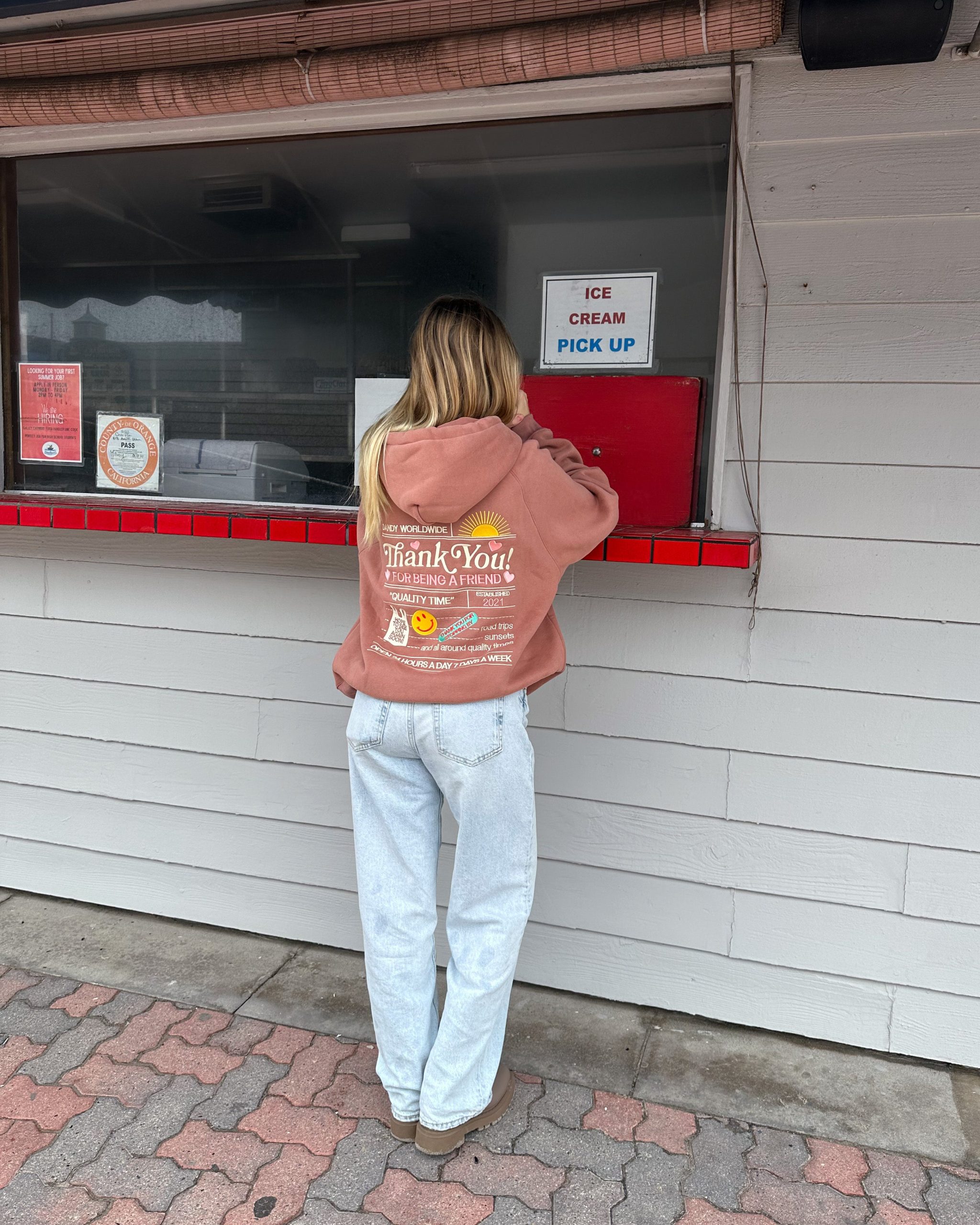 "Quality Time" Oversized Lux Hoodie in Light Brown - Image 3