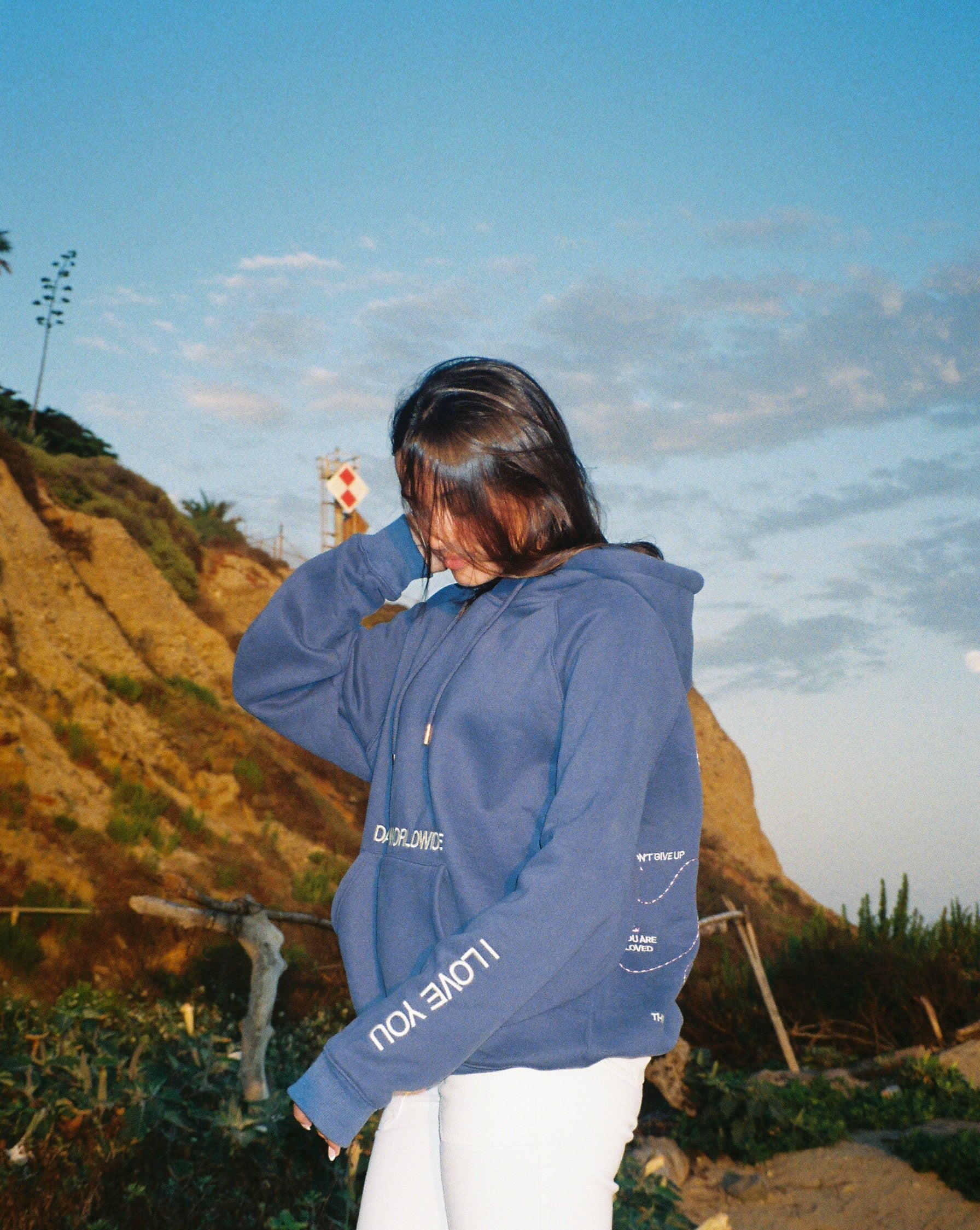 "Words of Affirmation" Oversized Lux Hoodie in Blue - Image 17
