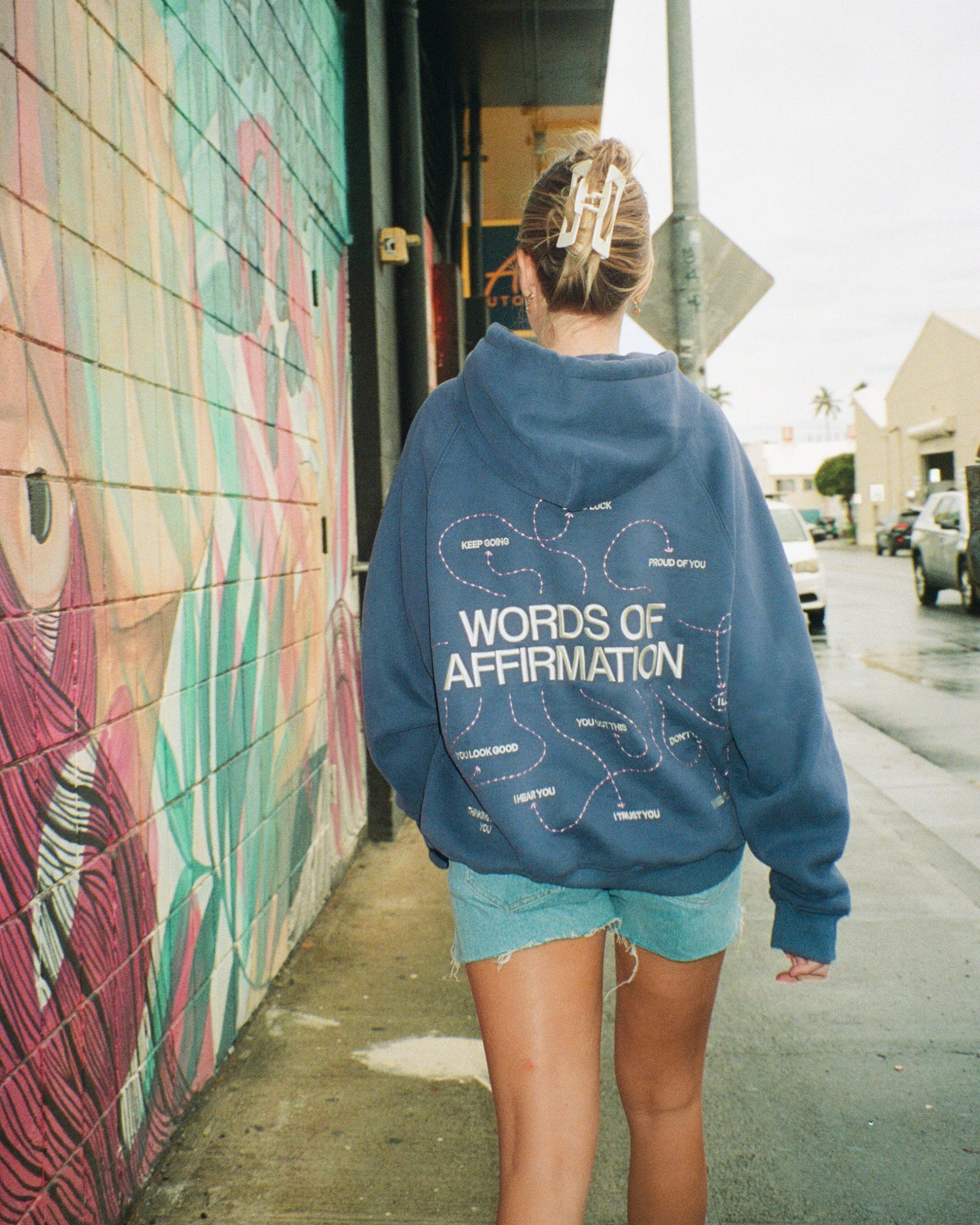 "Words of Affirmation" Oversized Lux Hoodie in Blue - Image 18