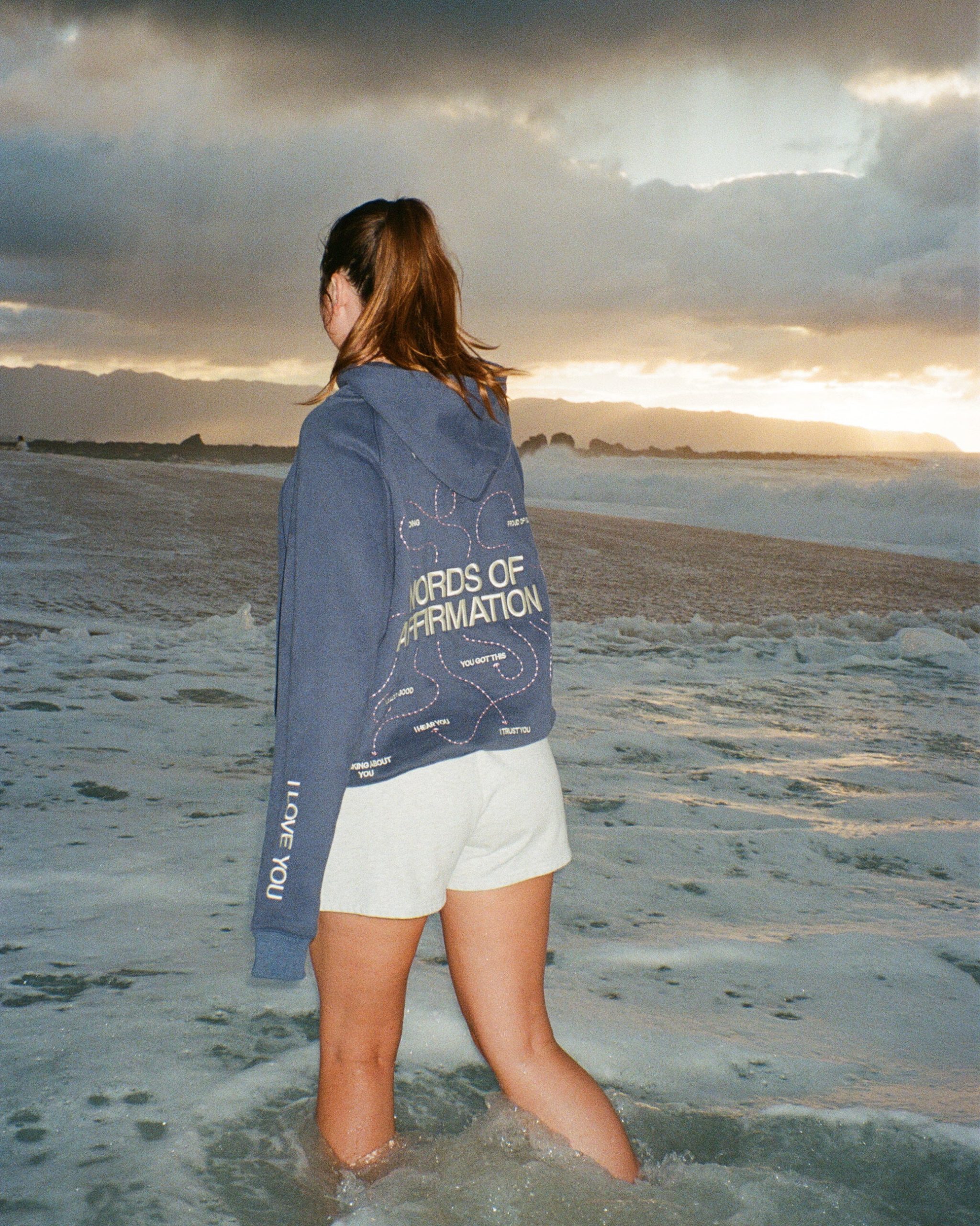 "Words of Affirmation" Oversized Lux Hoodie in Blue - Image 8