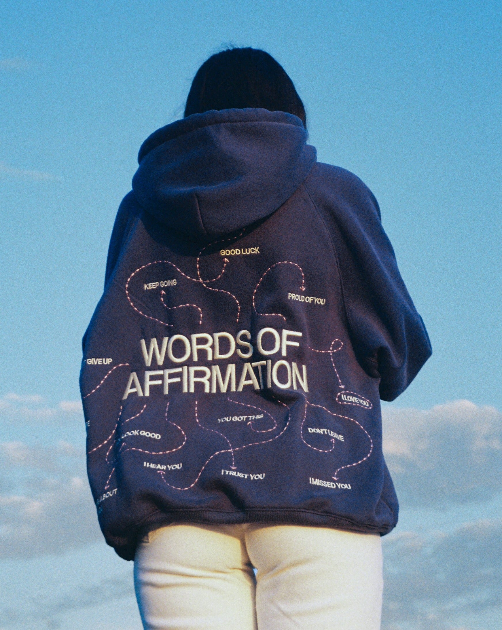 "Words of Affirmation" Oversized Lux Hoodie in Blue - Image 15