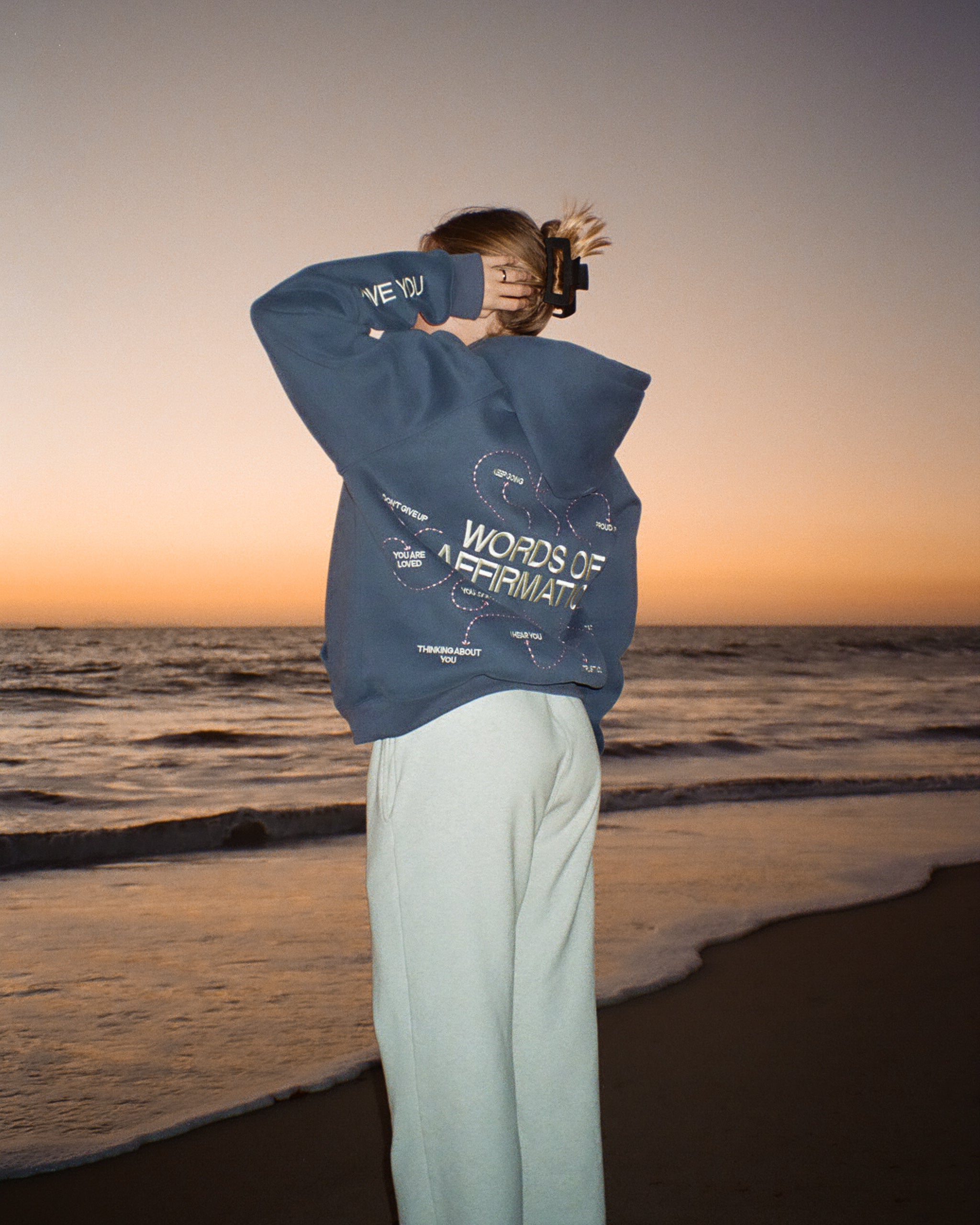 "Words of Affirmation" Oversized Lux Hoodie in Blue - Image 12