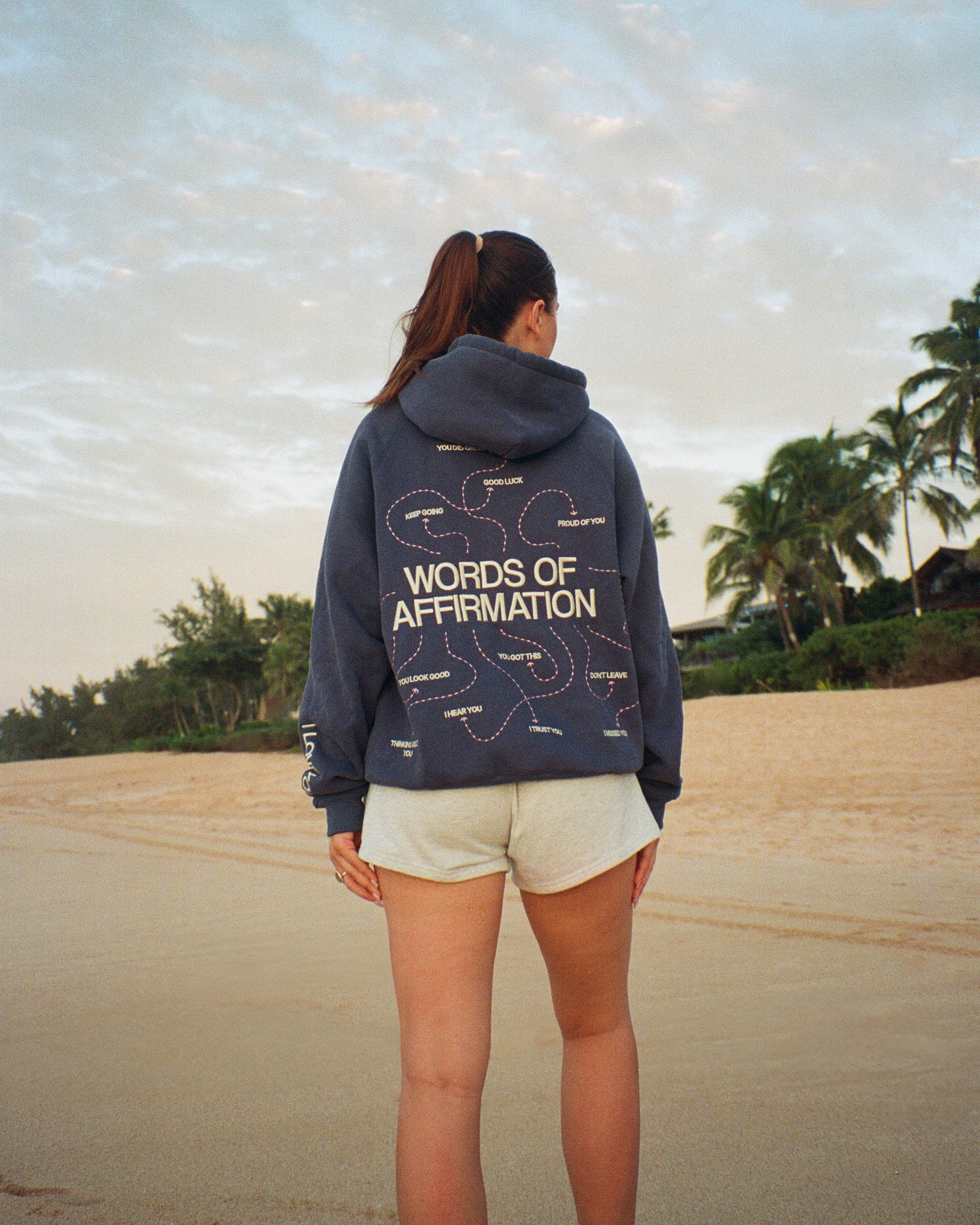 "Words of Affirmation" Oversized Lux Hoodie in Blue - Image 2
