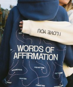"Words of Affirmation" Oversized Lux Hoodie in Blue