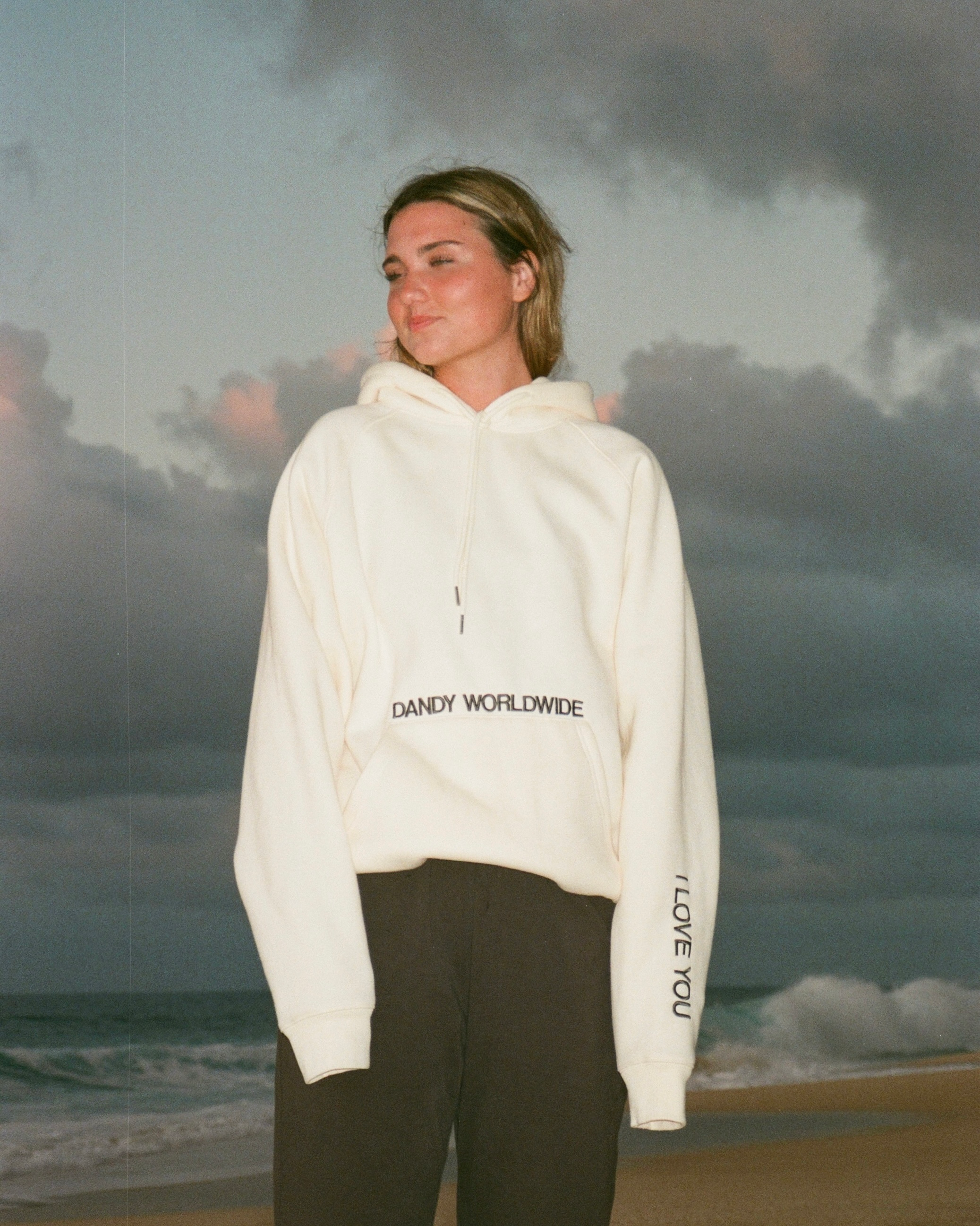 "Words of Affirmation" Oversized Lux Hoodie in Cream - Image 2