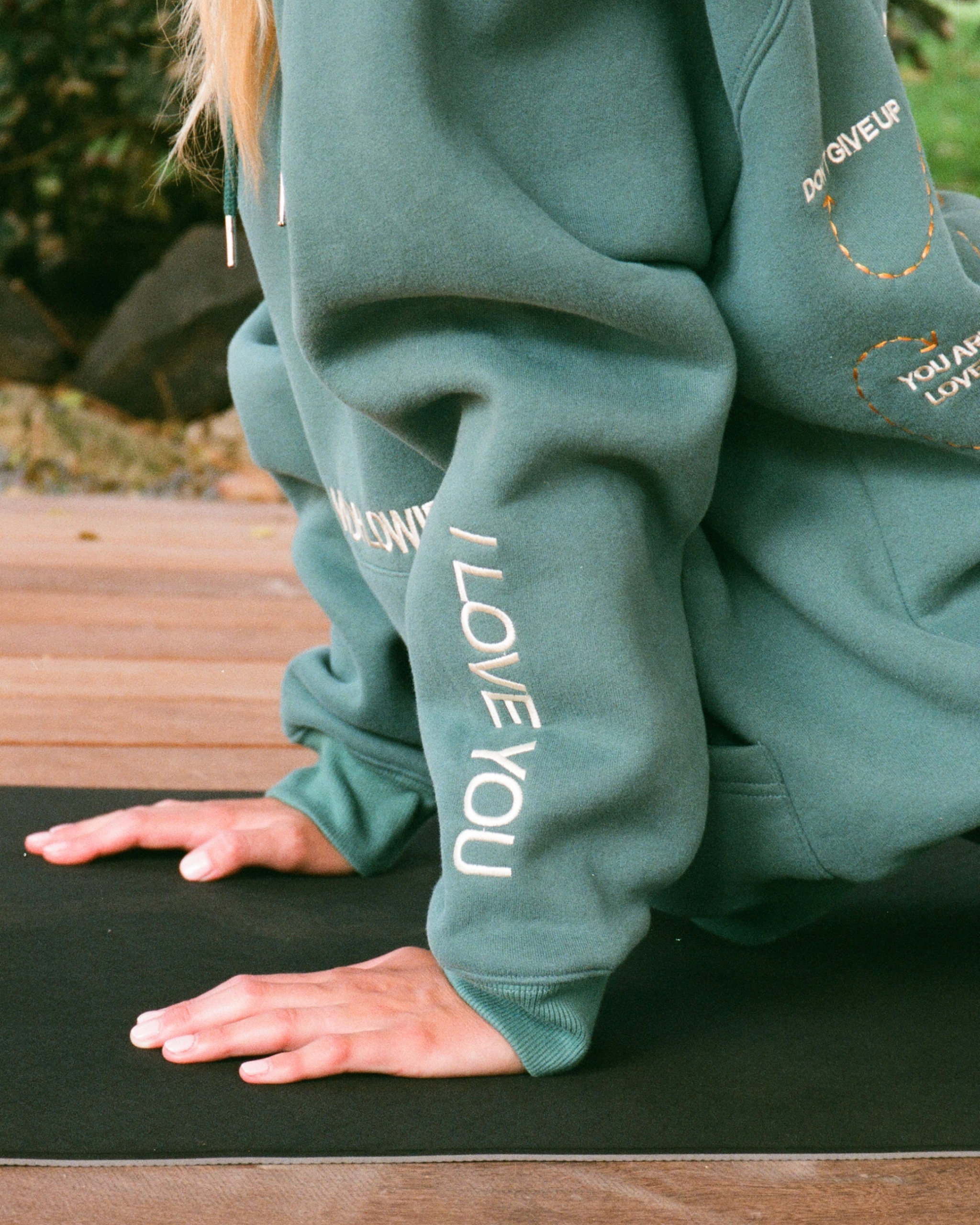 "Words of Affirmation" Oversized Lux Hoodie in Green - Image 4