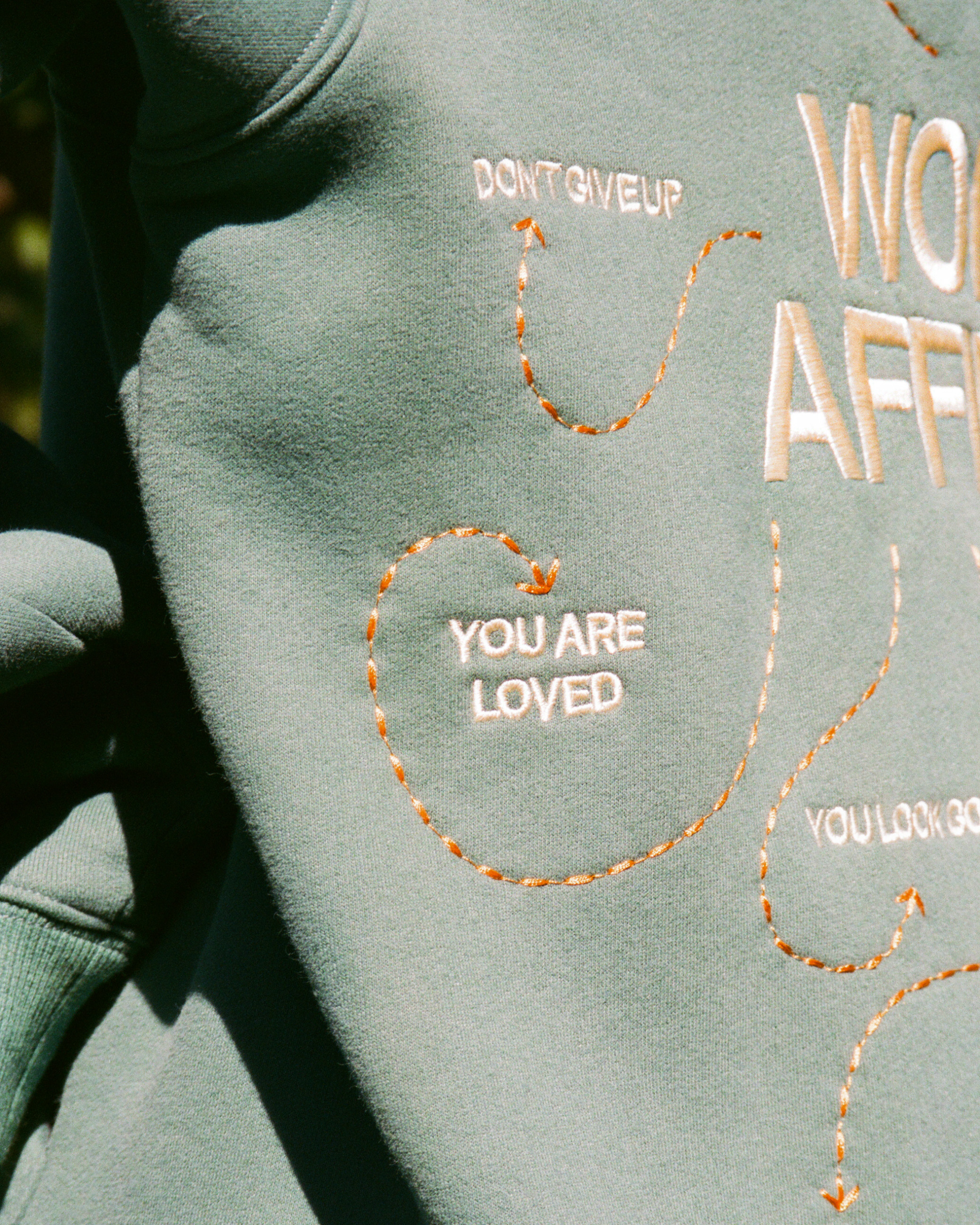 "Words of Affirmation" Oversized Lux Hoodie in Green - Image 6